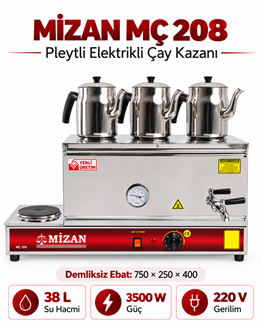 Mizan MC208 Üç Demlik Pleytli Çay Kazanı 40 LT 