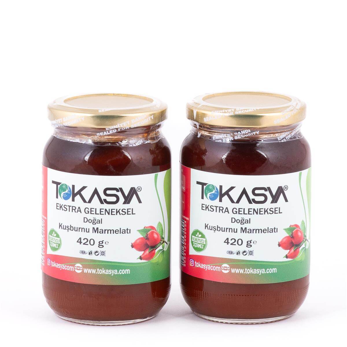 Tokasya Doğal Kuşburnu Marmelatı 420 g (2 li Kavanoz) 