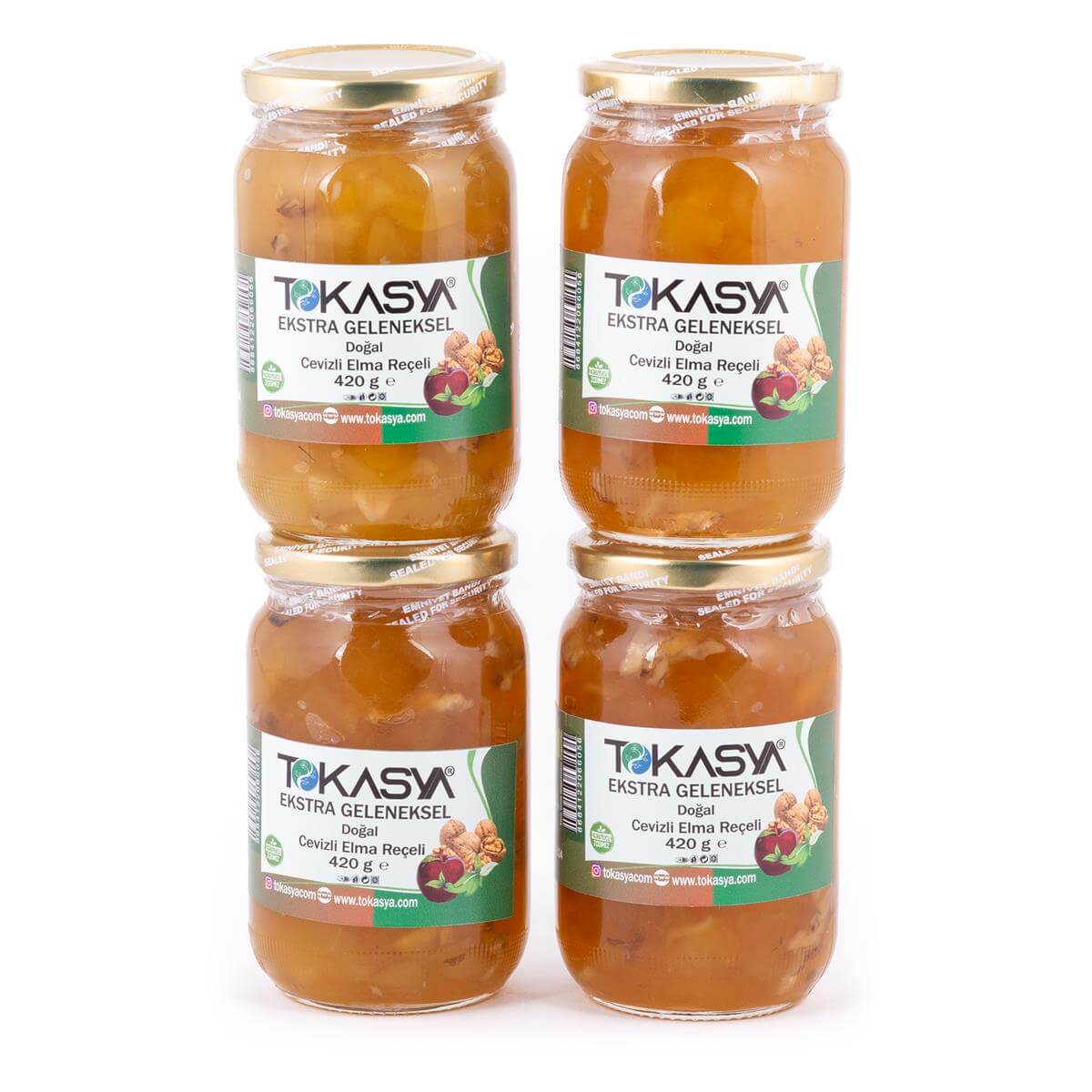 Tokasya Doğal Cevizli Elma Reçeli 420 g (4 lü Kavanoz) 