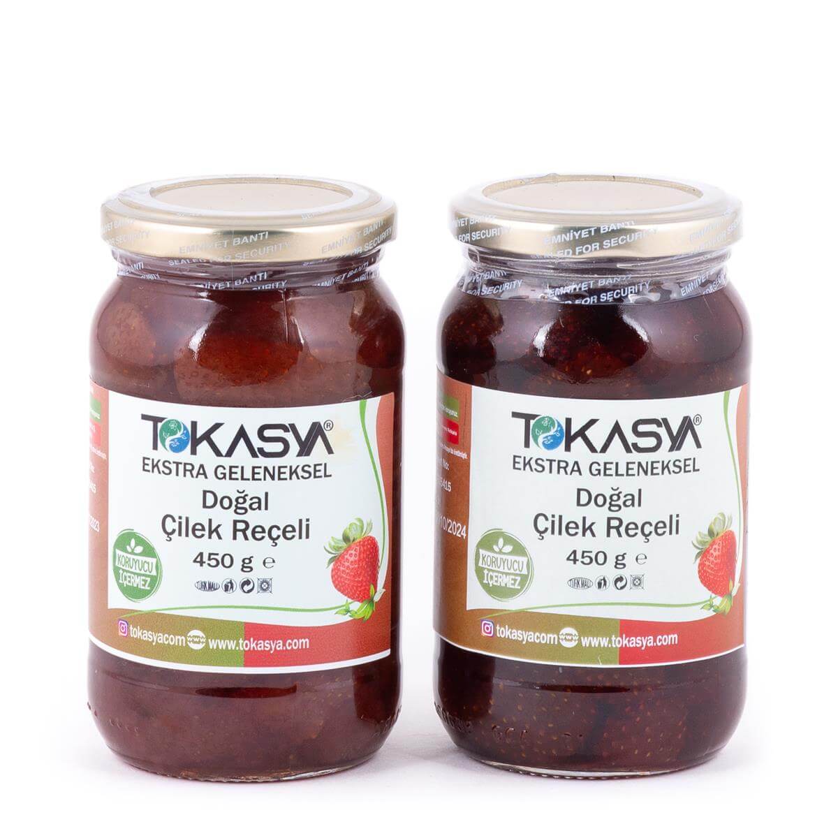 Tokasya Doğal Çilek Reçeli 450 g (2 li Kavanoz) 