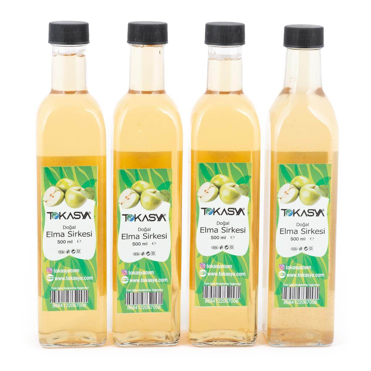 Tokasya Doğal Elma Sirkesi 500 ml (4 lü Şişe) 