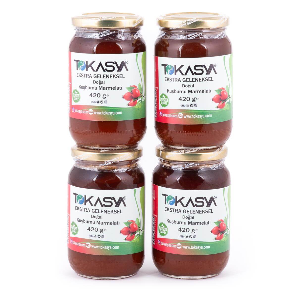 Tokasya Doğal Kuşburnu Marmelatı 420 g (4 lü Kavanoz) 