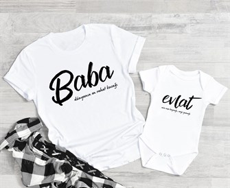 Baba Evlat Yazılı Baba Bebek Kombin Organik Baskılı T-shirt