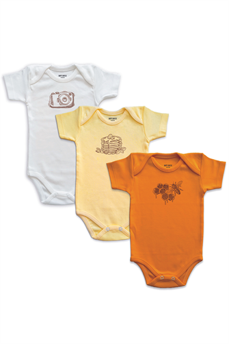 Mustard Simple Figures Kız/Erkek Bebek Organik Hardal 3'lü Body Set