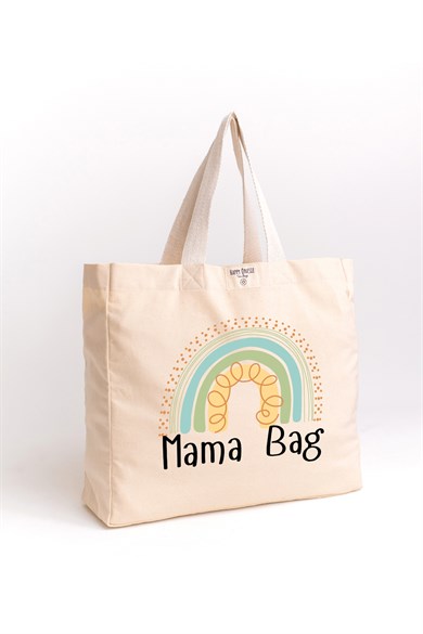 Rainbow Mama Bag Baskılı Organik Yıkanmış Kanvas Çanta