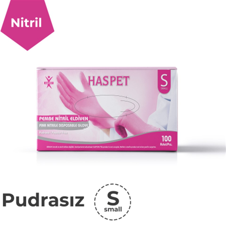 Haspet Pembe Nitril Small Dövme Eldiveni – KUTU