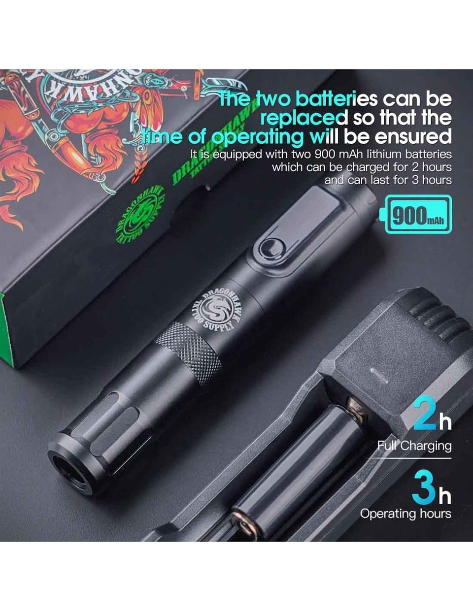 Dragonhawk X4 Wireless Tattoo Pen Machine-Pink