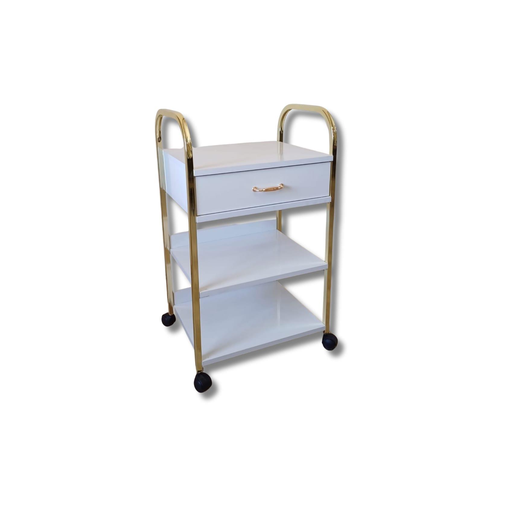 Etejer Tek Çekmeceli Beyaz Gold Nikelaj