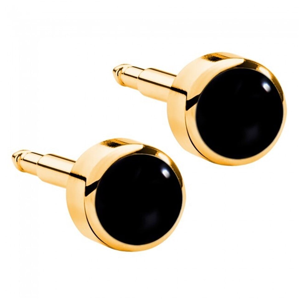 Gold Black Onyx Kulak Delme Küpesi 12 Adet