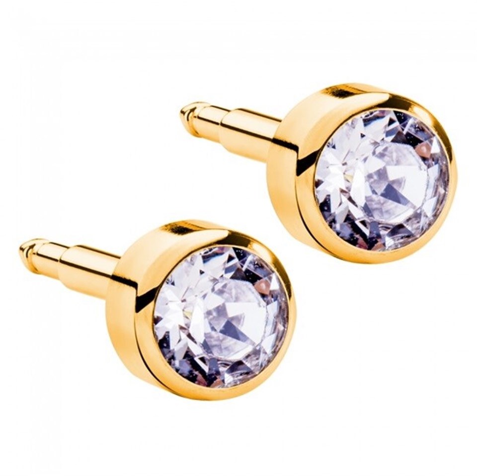 Gold Crystal Mini Kulak Delme Küpesi 12 Adet