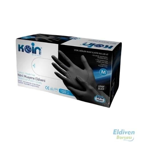 Koinsmh Pudrasız Siyah Nitril Eldiven Medium