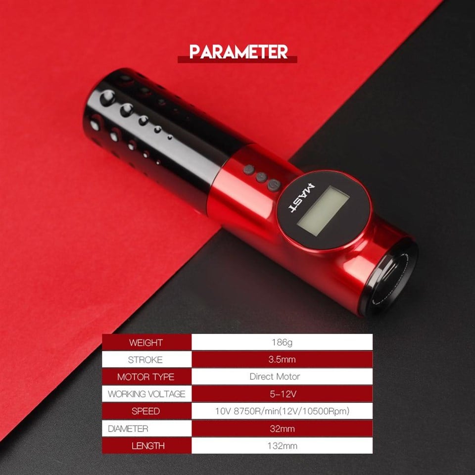 Mast Archer Max Kablosuz Dövme Kalemi-Red