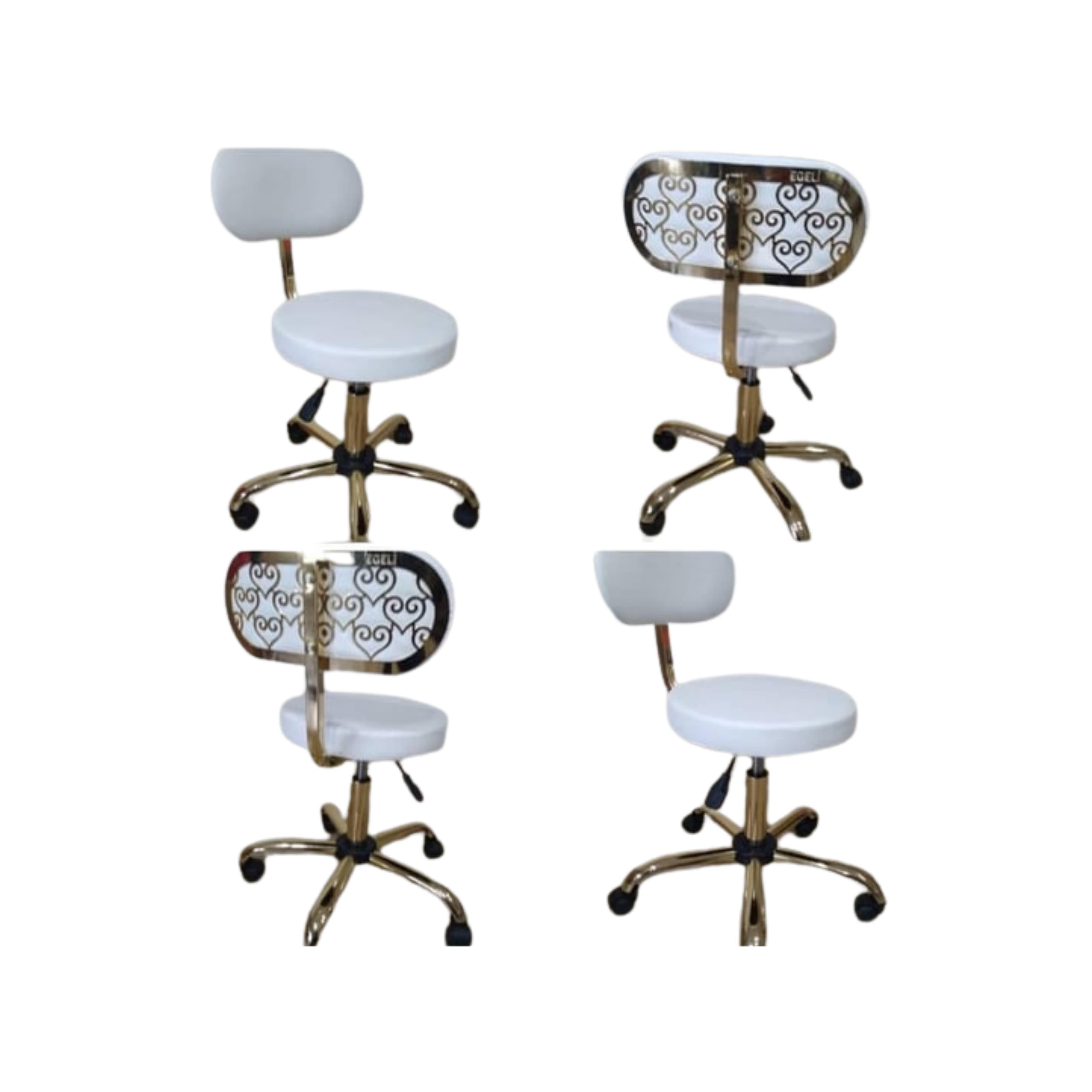 Sırtlı Tabure Metal Gold Kalpli