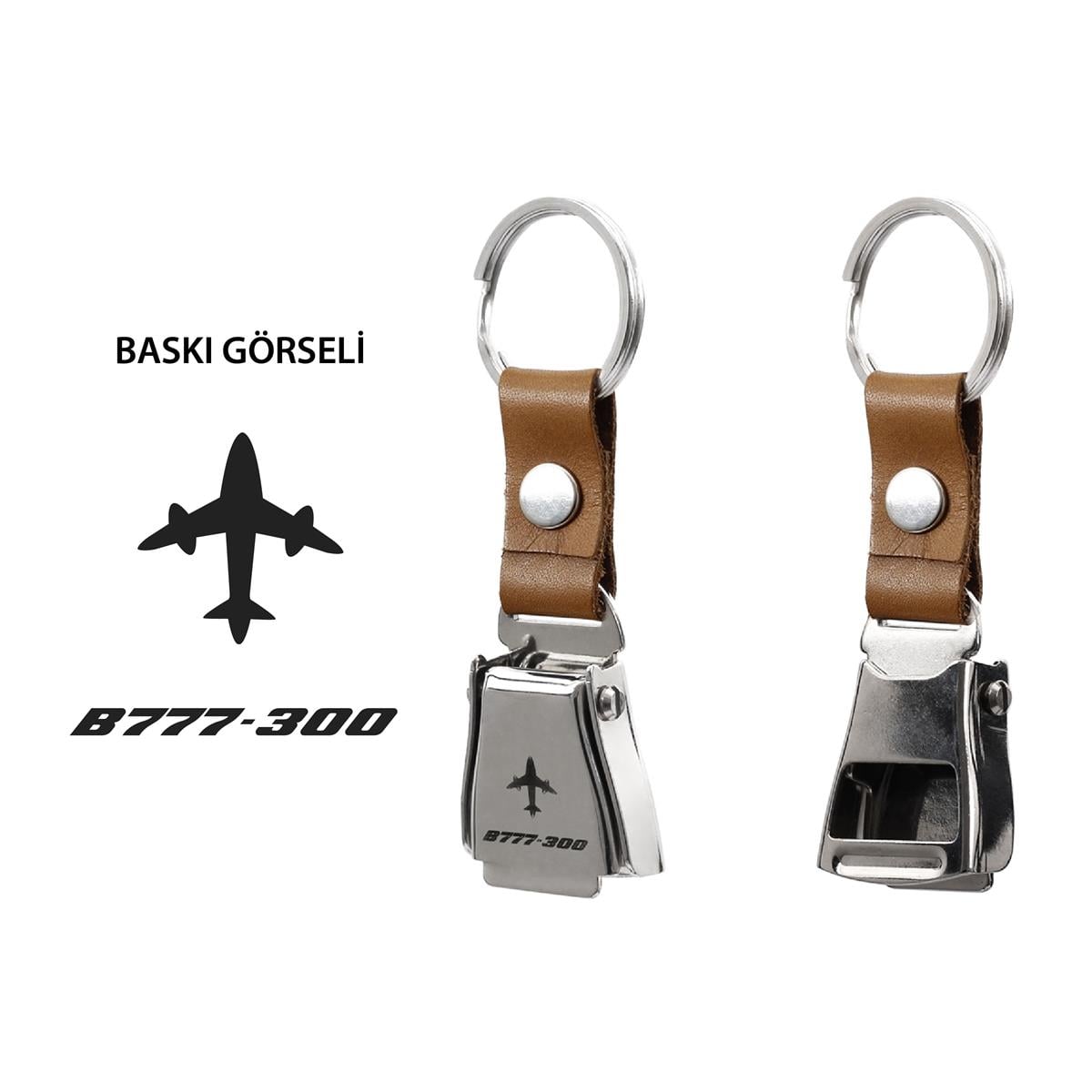 Zekupp B777-300 Uçak Tasarımlı Şişe Açacağı Özellikli Taba Renk  Emniyet Kemeri Anahtarlık