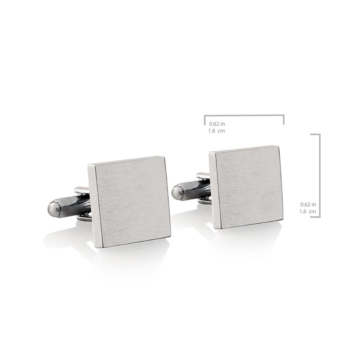 Zekupp Lazer İşlemeli Çift Harf Detaylı Siyah Gri Kutulu Kol Düğmesi