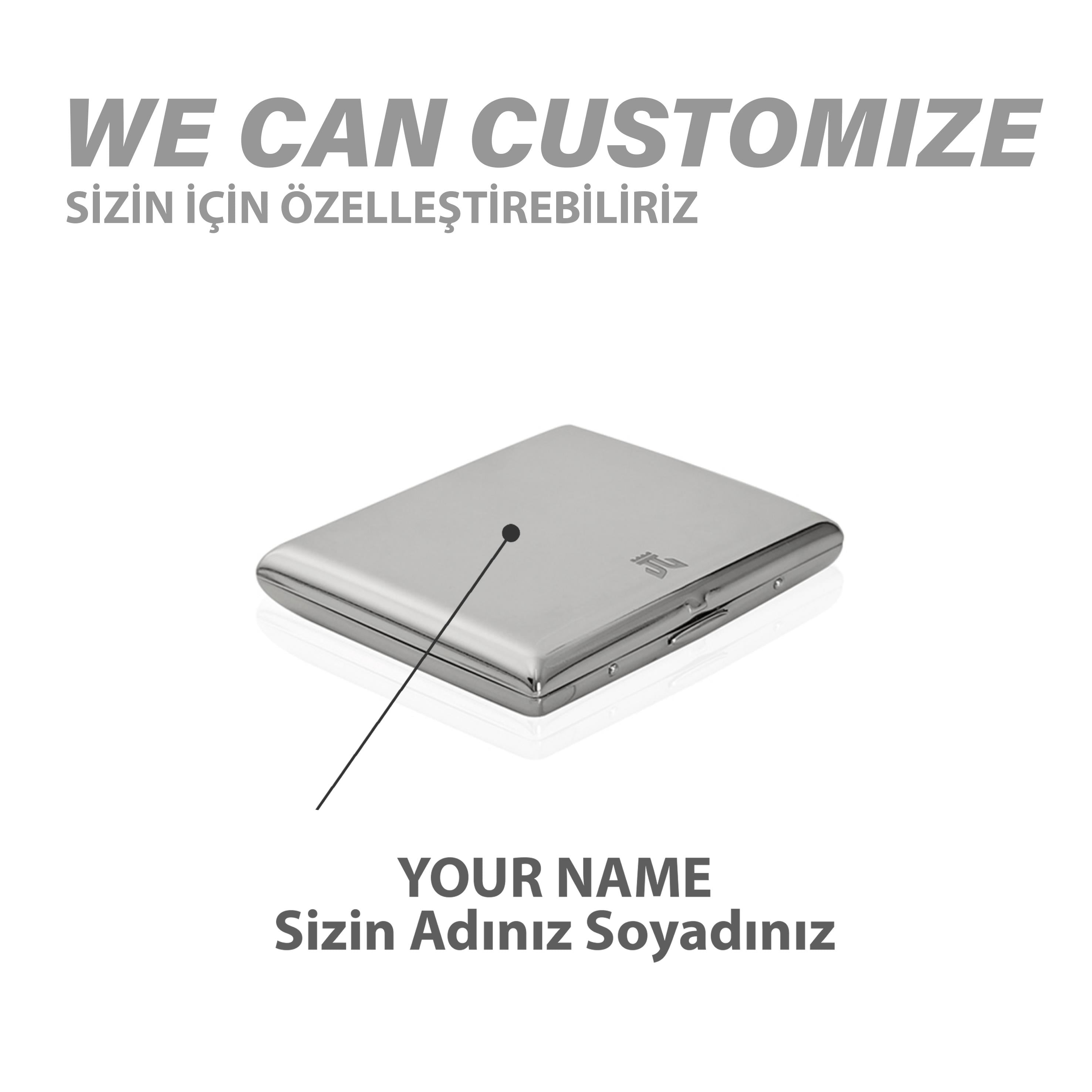 Zekupp Mermi Çakmak ve Metal Sigara Tabakası Set Gümüş