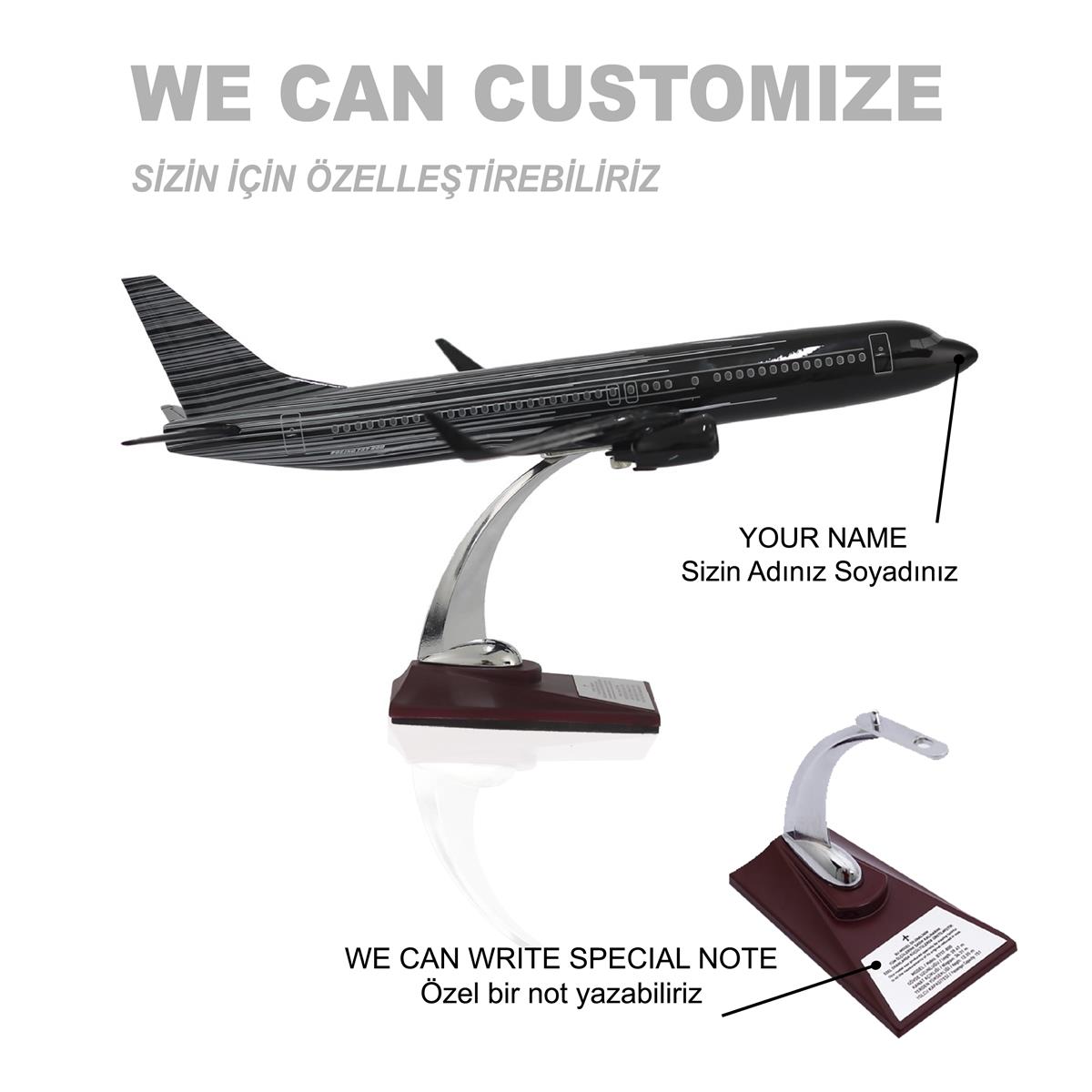 Zekupp Boeing 737-800 1/100 Siyah Çok Çizgili Tasarım Model Uçak