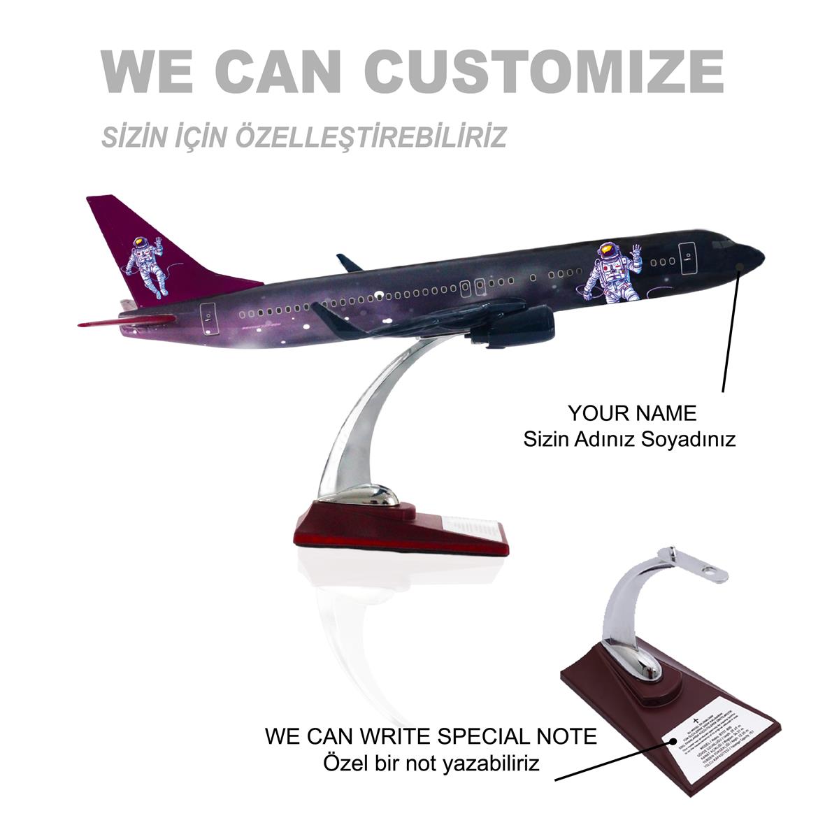 Zekupp Boeing 737-800 1/100 Ölçek Astronot Temalı Maket Uçak