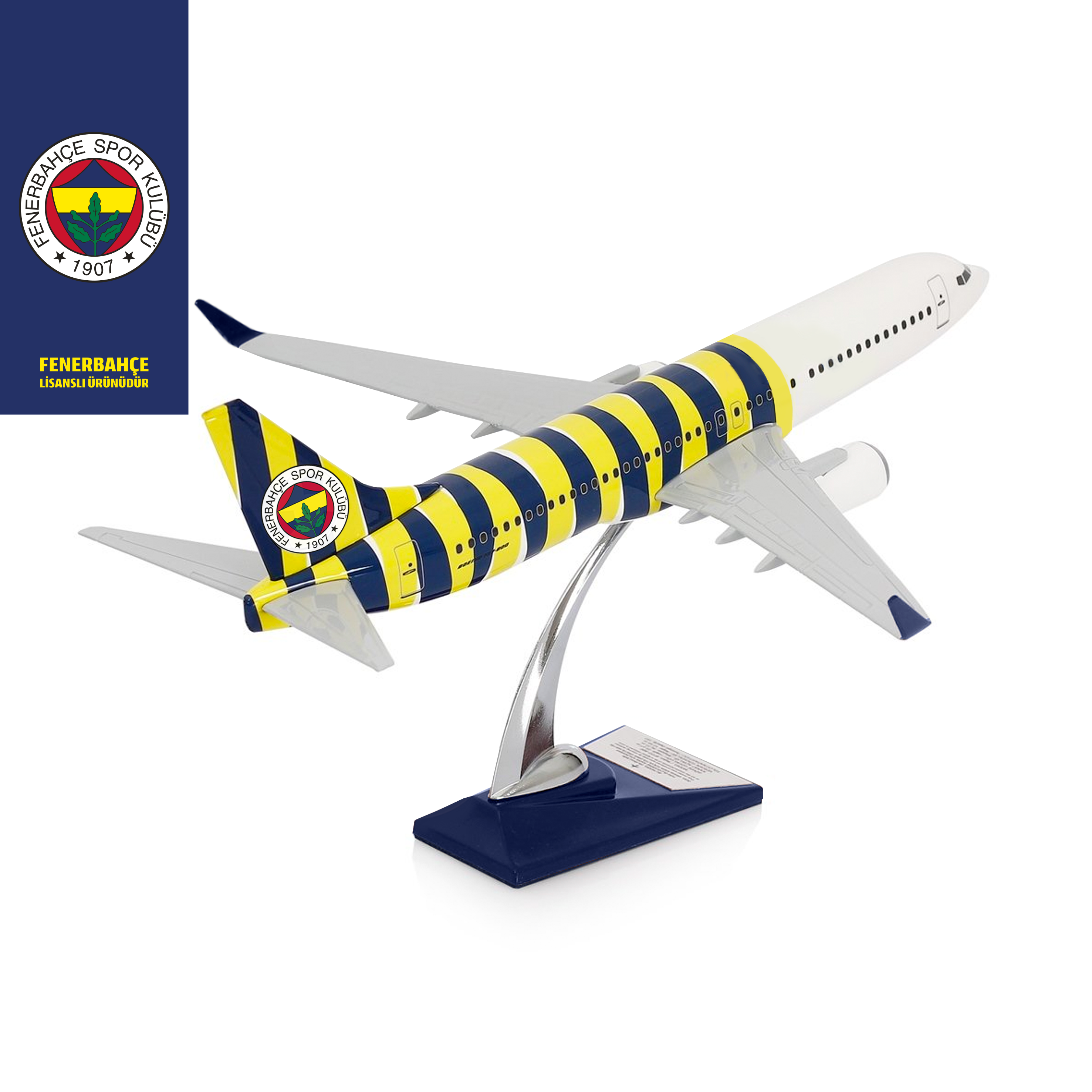 Zekupp Boeing 737-800 1/100 Ölçek Fenerbahçe Lisanslı Çubuklu Tasarım Maket Uçak