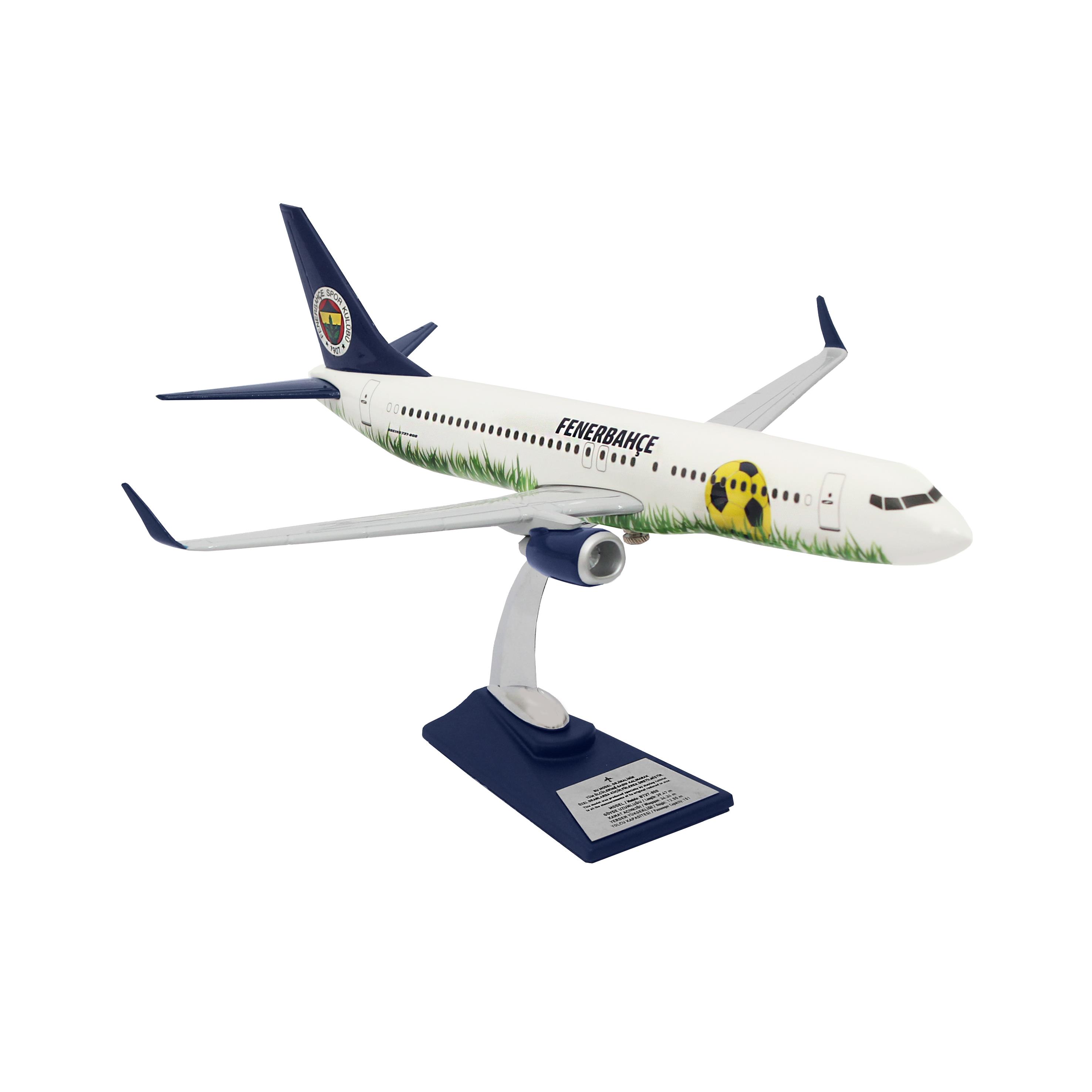 Zekupp Boeing 737-800 1/100 Ölçek Fenerbahçe Lisanslı Stadyum Tasarım Maket Uçak