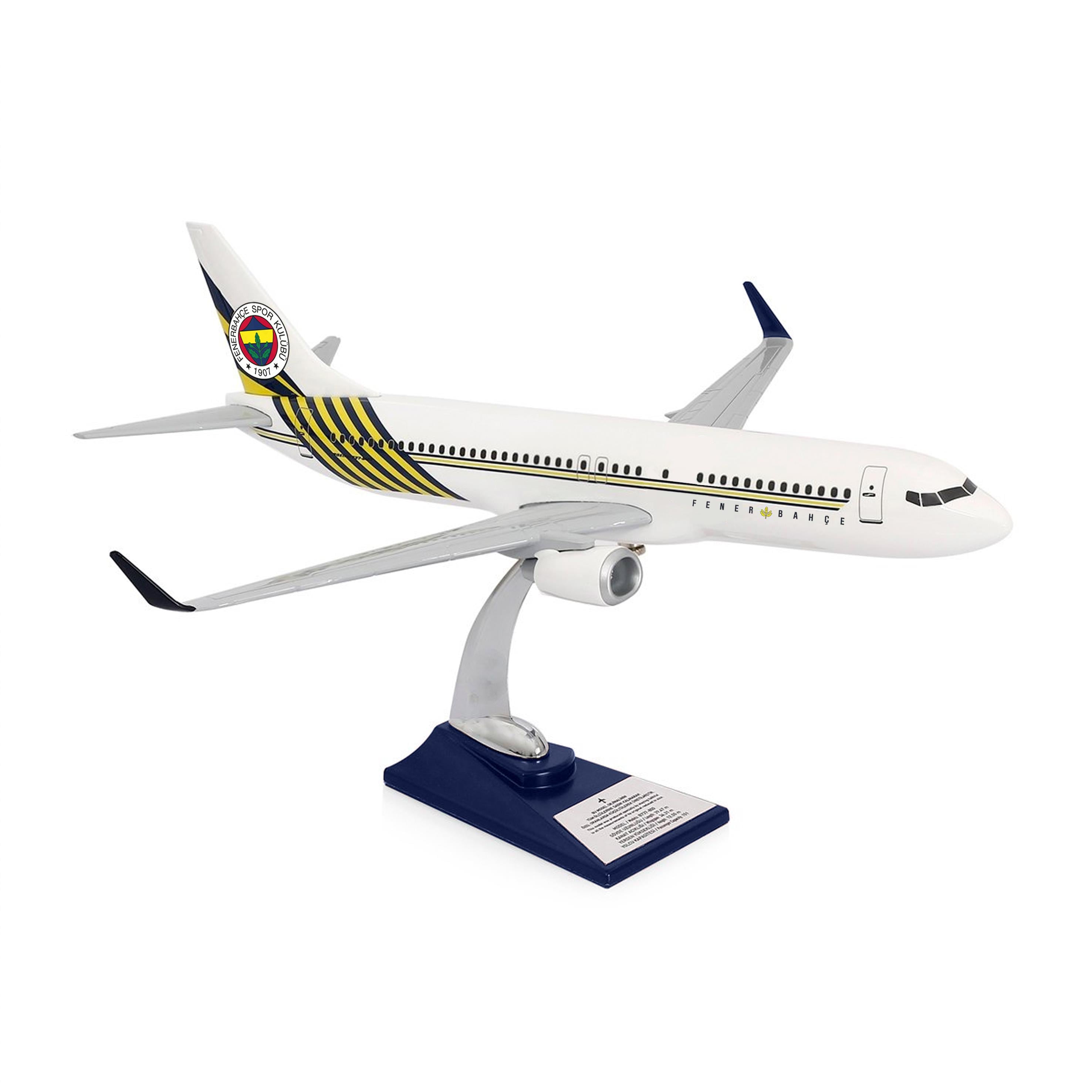 Zekupp Boeing 737-800 1/100 Ölçek Fenerbahçe Lisanslı Beyaz Tasarım Maket Uçak