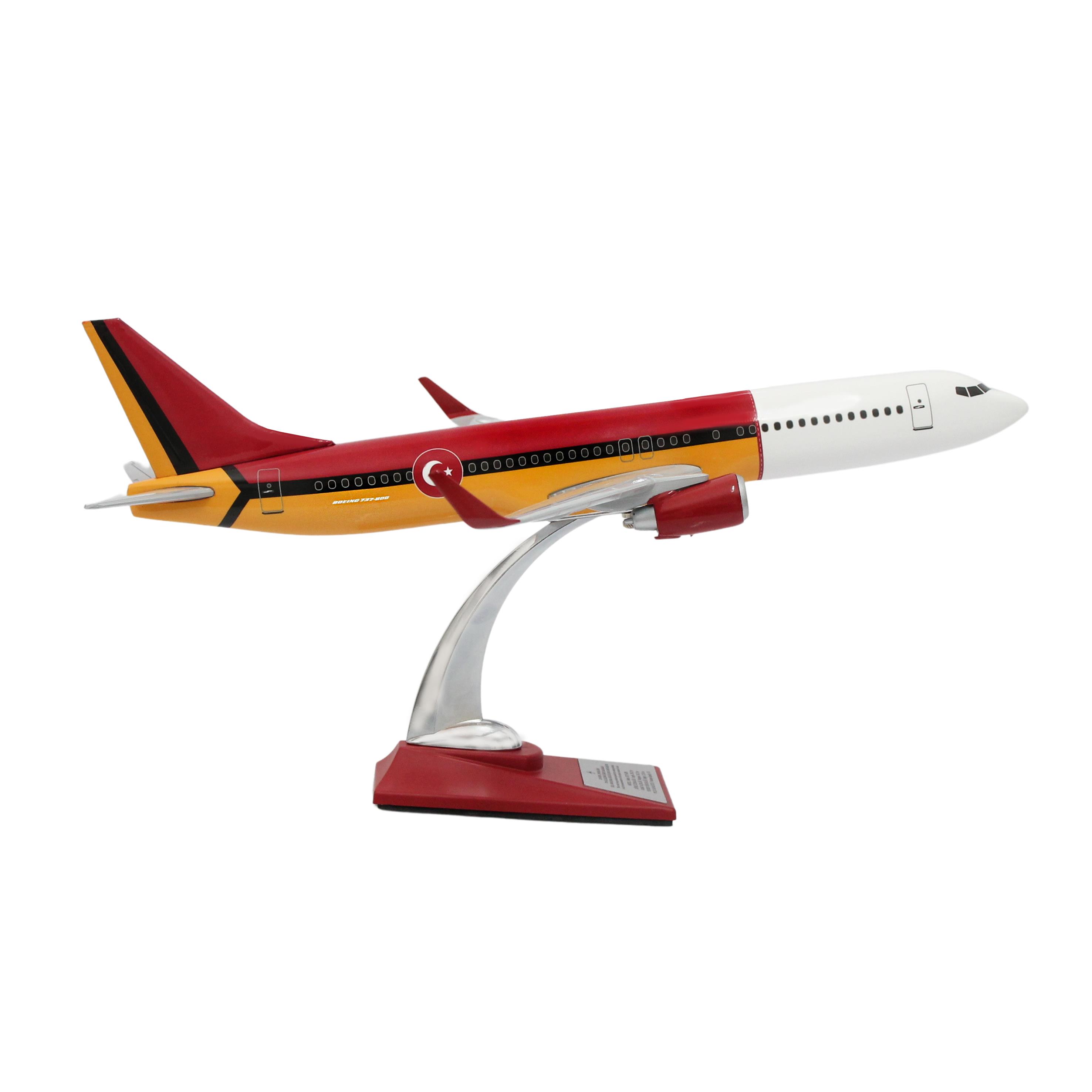 Zekupp Boeing 737-800 1/100 Ölçek Sarı Kırmızı Klasik Maket Uçak