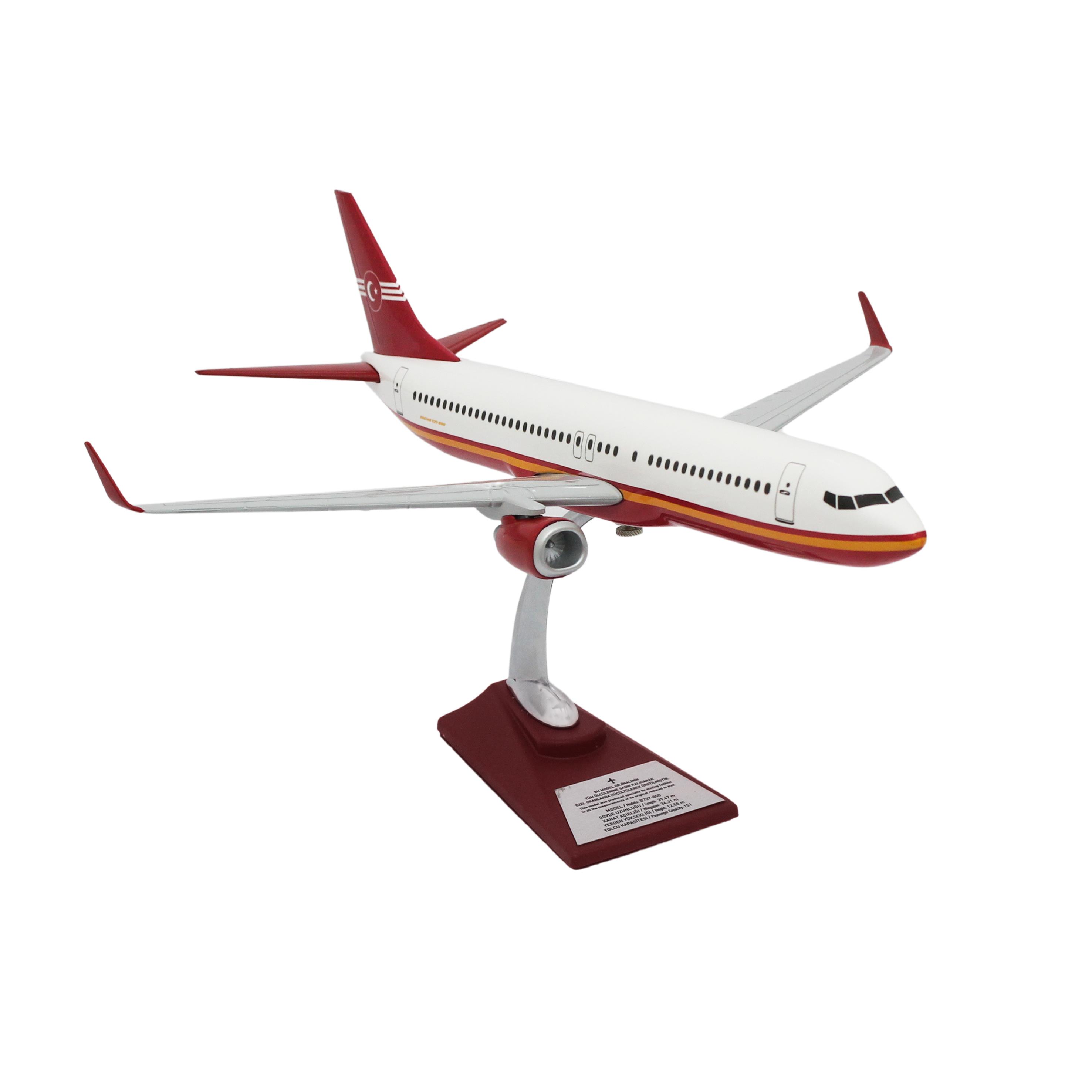 Zekupp Boeing 737-800 1/100 Ölçek Sarı kırmızı Şerit Tasarımlı Beyaz Maket Uçak