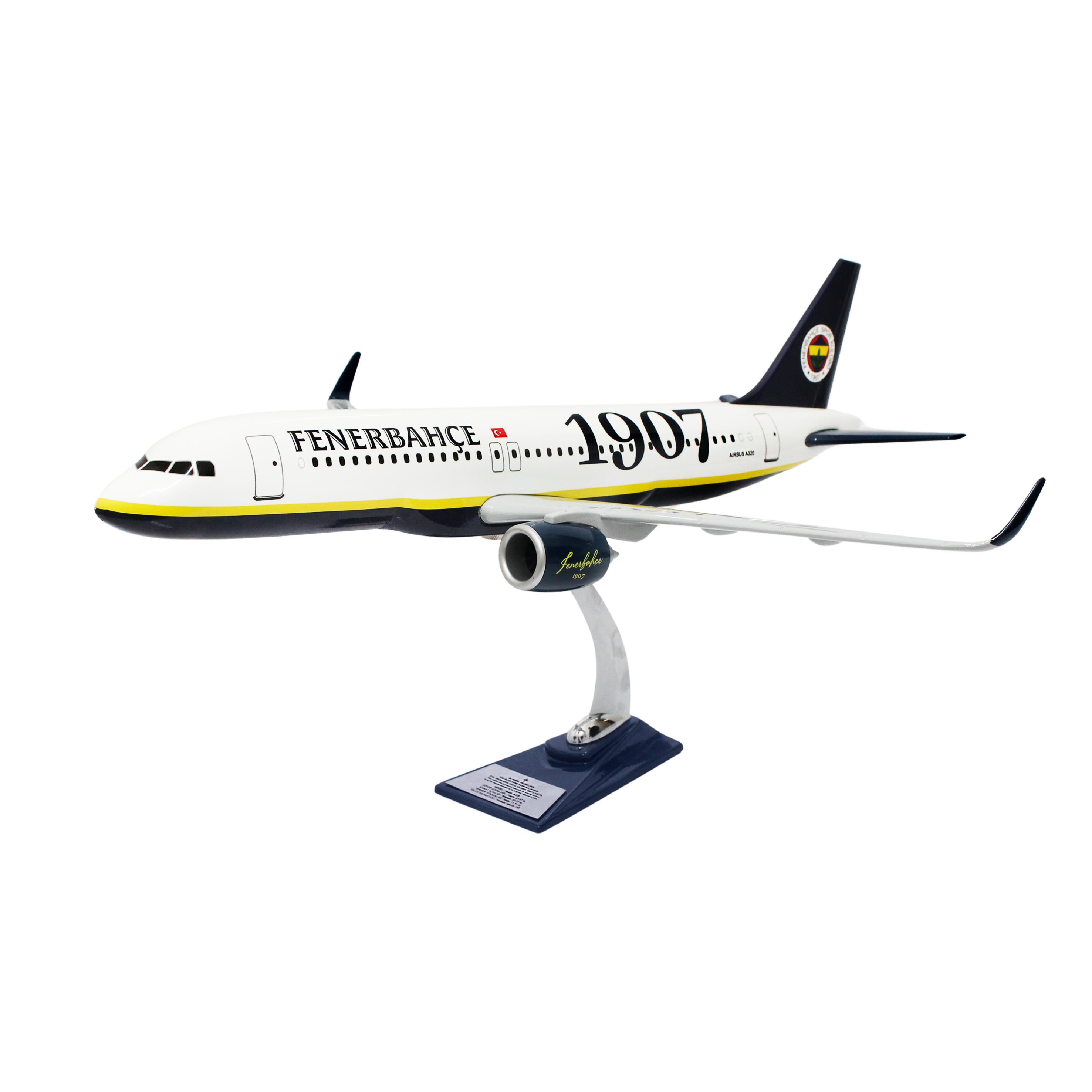 Zekupp Airbus 320-200 1/60 Ölçek Fenerbahçe Lisanslı 1907 Klasik Tasarım Keman Boy Maket Uçak  