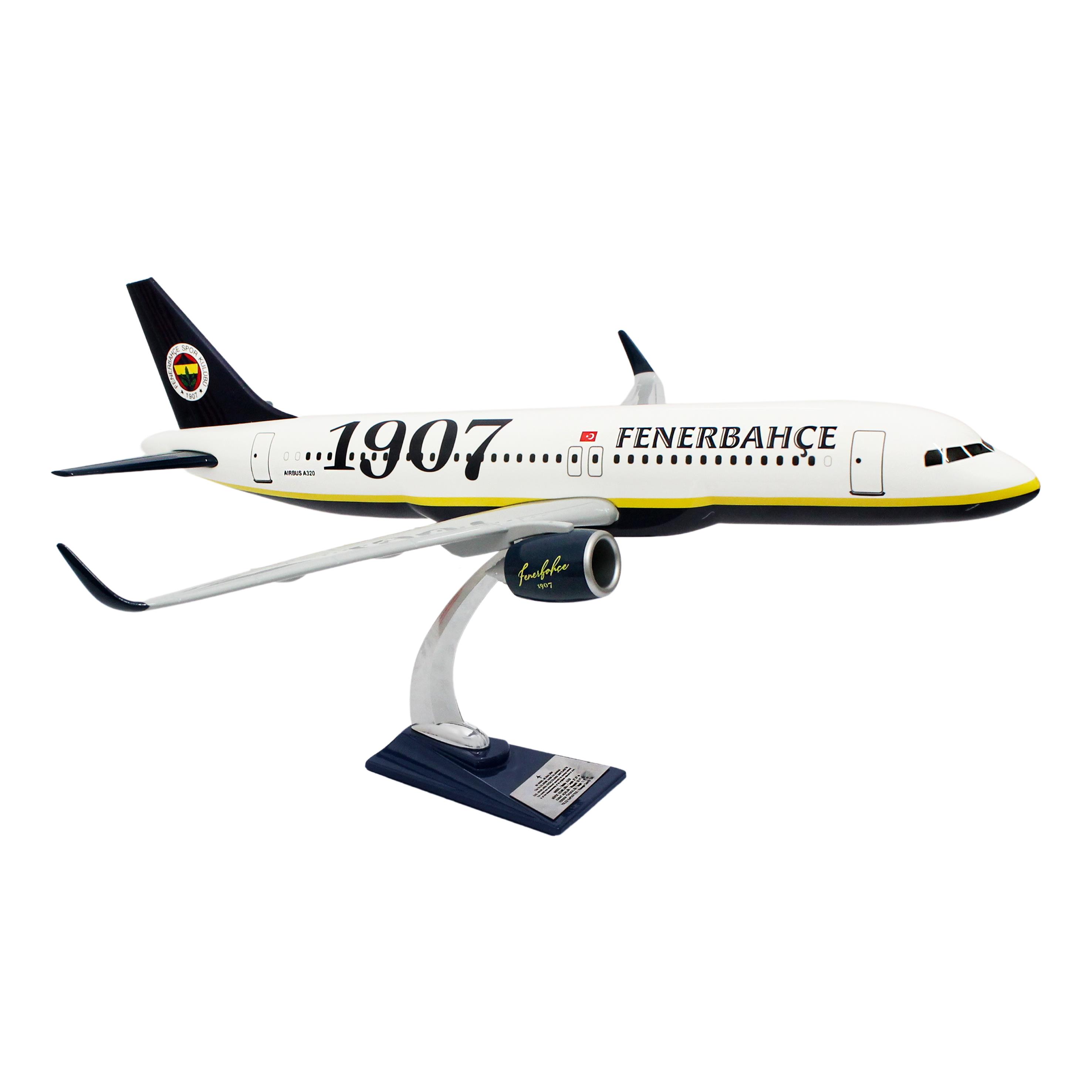 Zekupp Airbus 320-200 1/60 Ölçek Fenerbahçe Lisanslı 1907 Klasik Tasarım Keman Boy Maket Uçak  