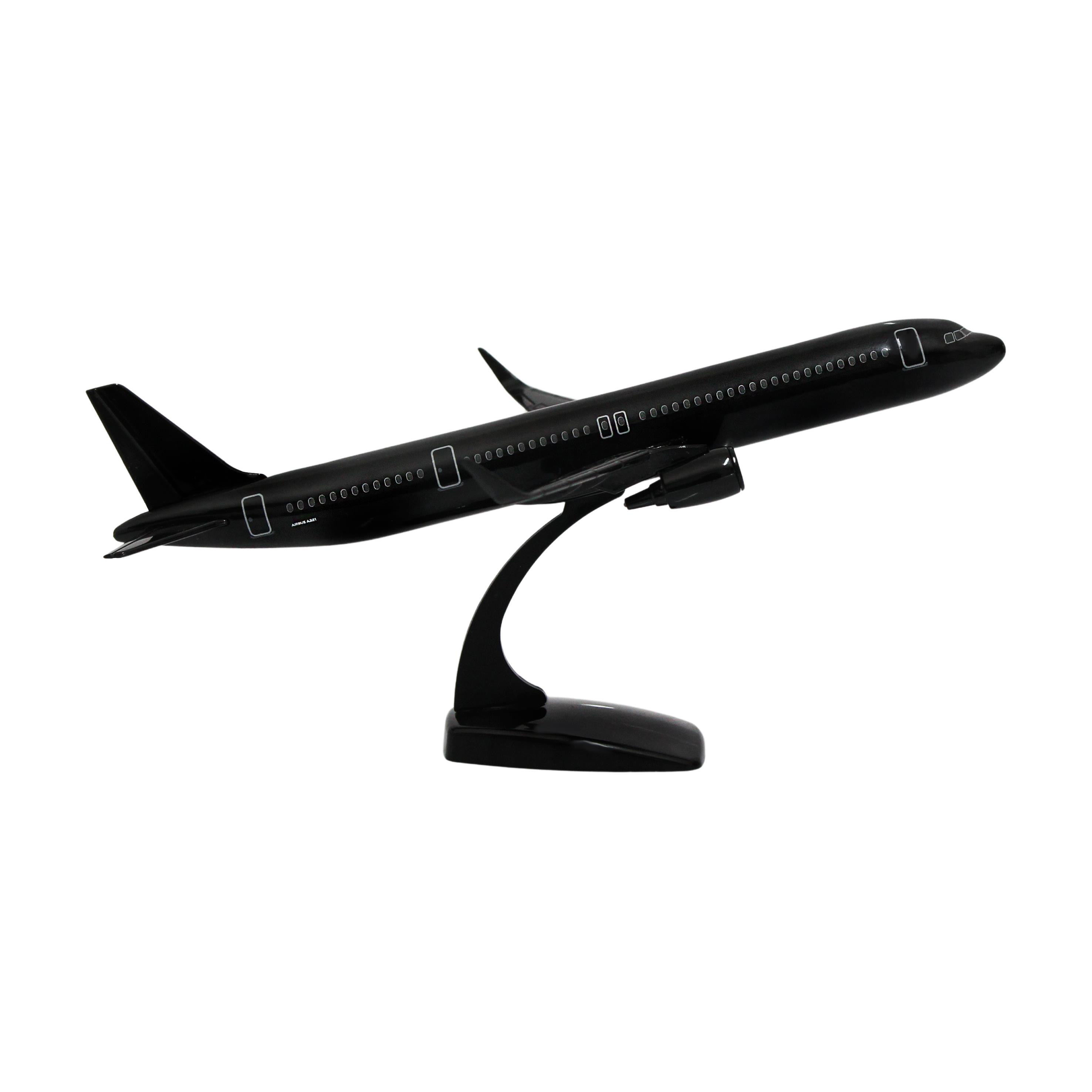 Zekupp Airbus A321 1/200 Ölçek  Siyah Düz Tasarım Plastik Maket Uçak
