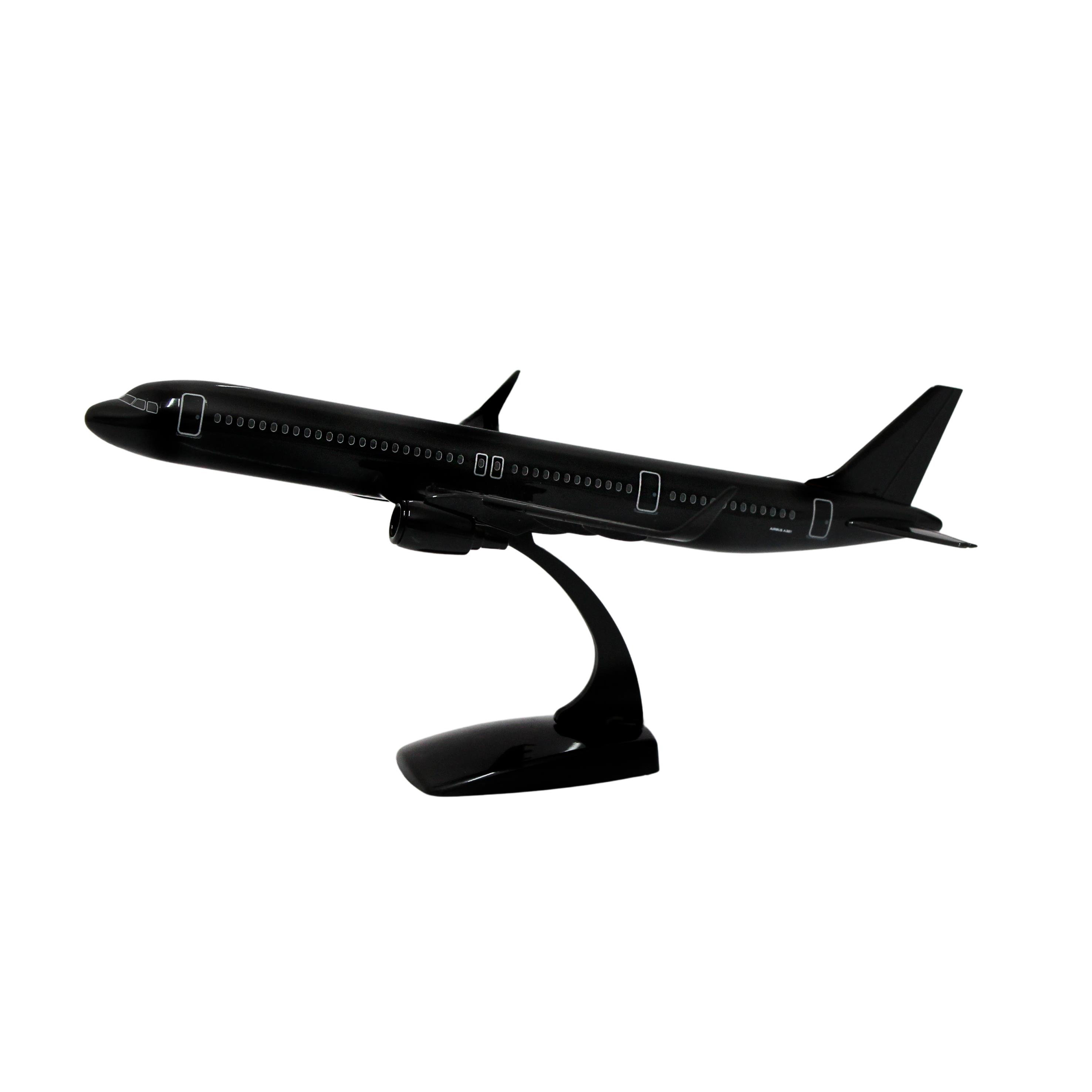Zekupp Airbus A321 1/200 Ölçek  Siyah Düz Tasarım Plastik Maket Uçak