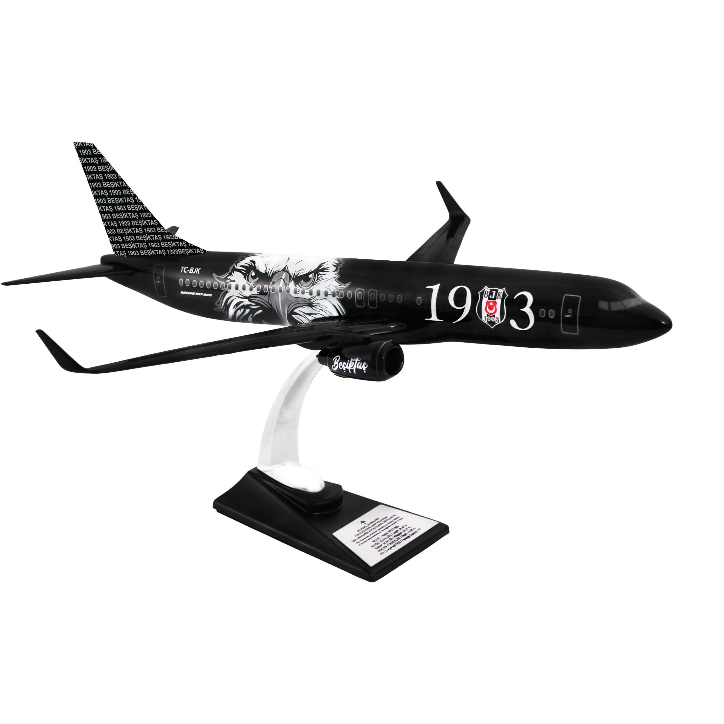 Zekupp Boeing 737-800 1/100 Ölçek Beşiktaş Lisanslı Kara Kartal Tasarım  Maket Uçak