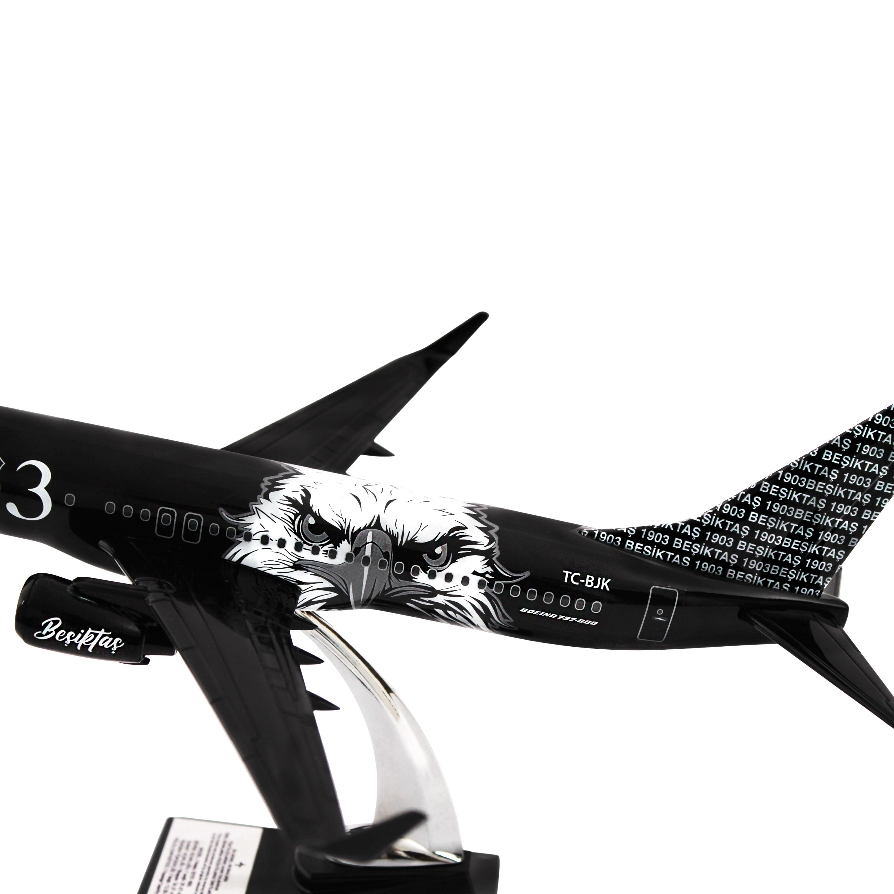 Zekupp Boeing 737-800 1/100 Ölçek Beşiktaş Lisanslı Kara Kartal Tasarım  Maket Uçak