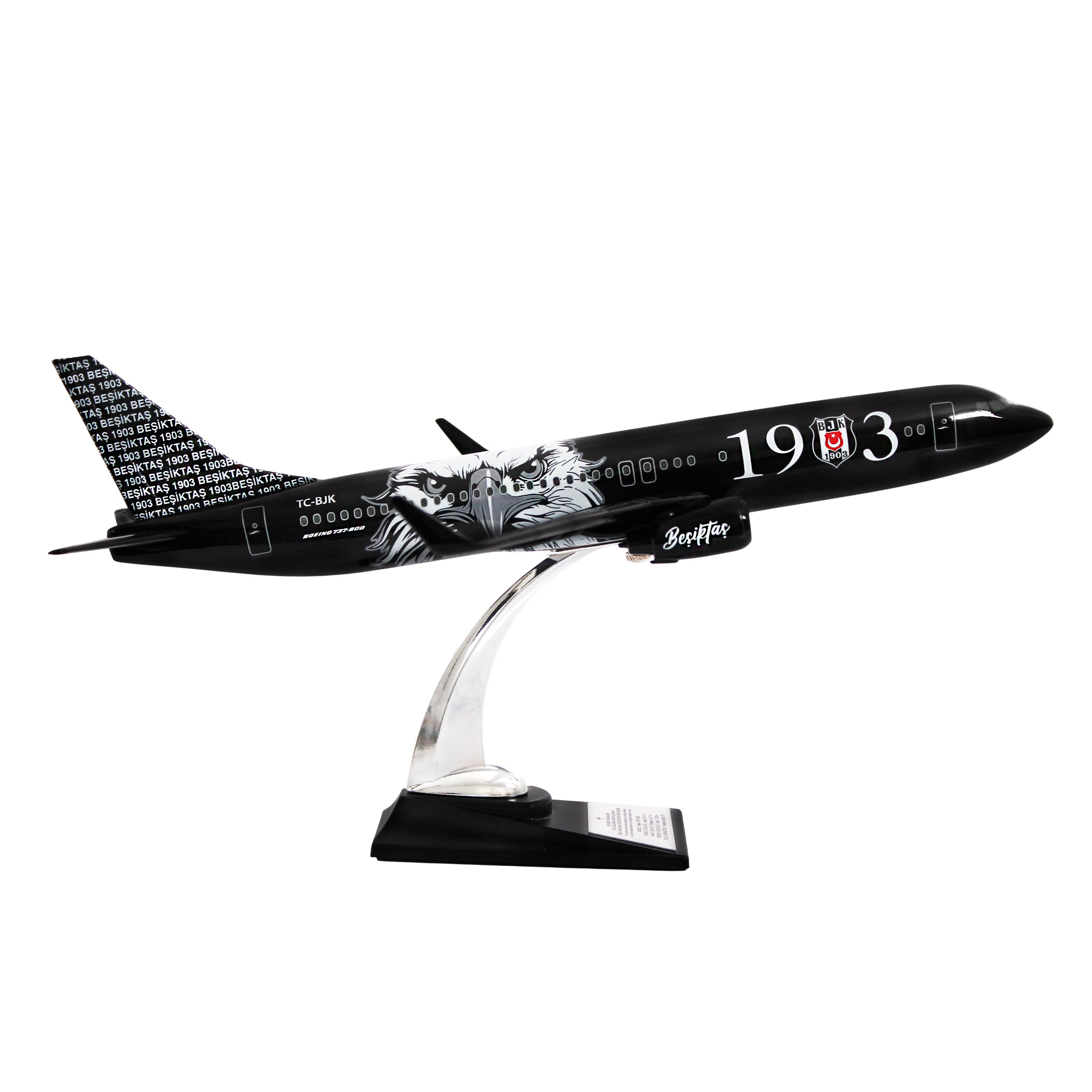 Zekupp Boeing 737-800 1/100 Ölçek Beşiktaş Lisanslı Kara Kartal Tasarım  Maket Uçak