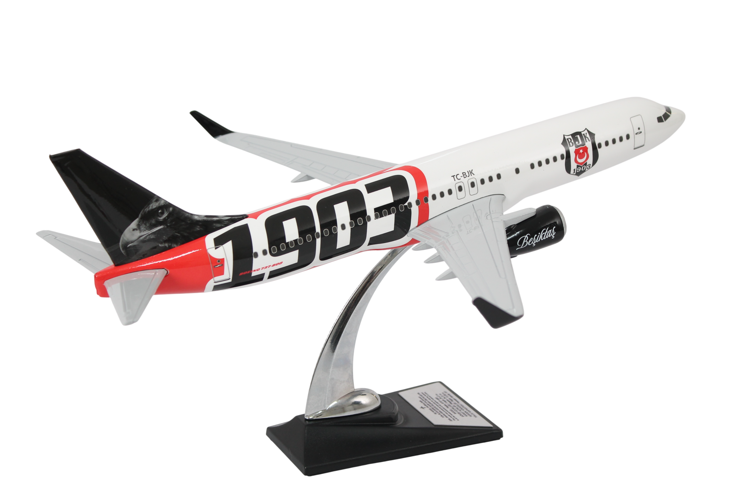 UCK0226Zekupp Boeing 737-800 1/100 Ölçek Beşiktaş Lisanslı 1903 Logolu Maket Uçak