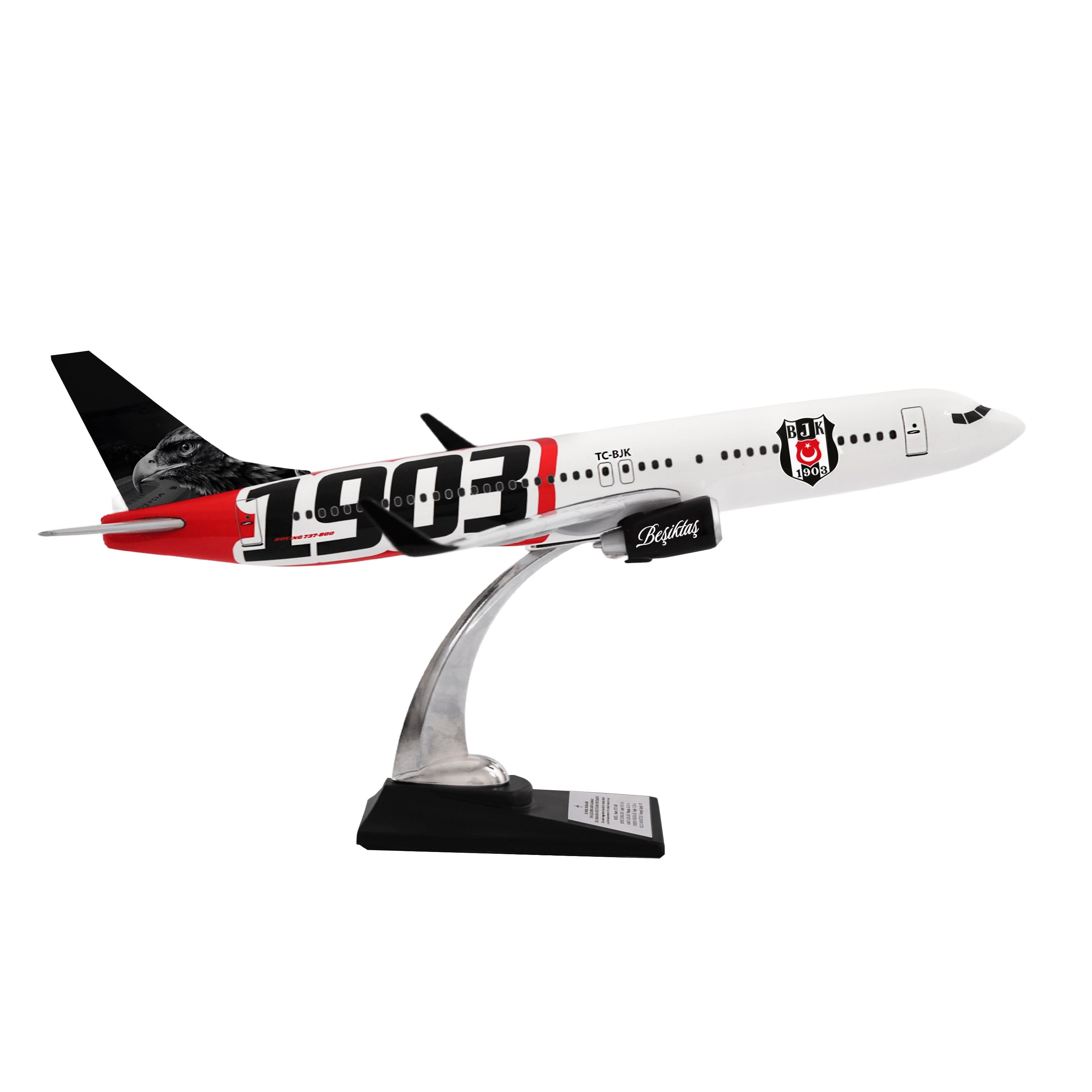 Zekupp Boeing 737-800 1/100 Ölçek Beşiktaş Lisanslı 1903 Logolu Maket Uçak