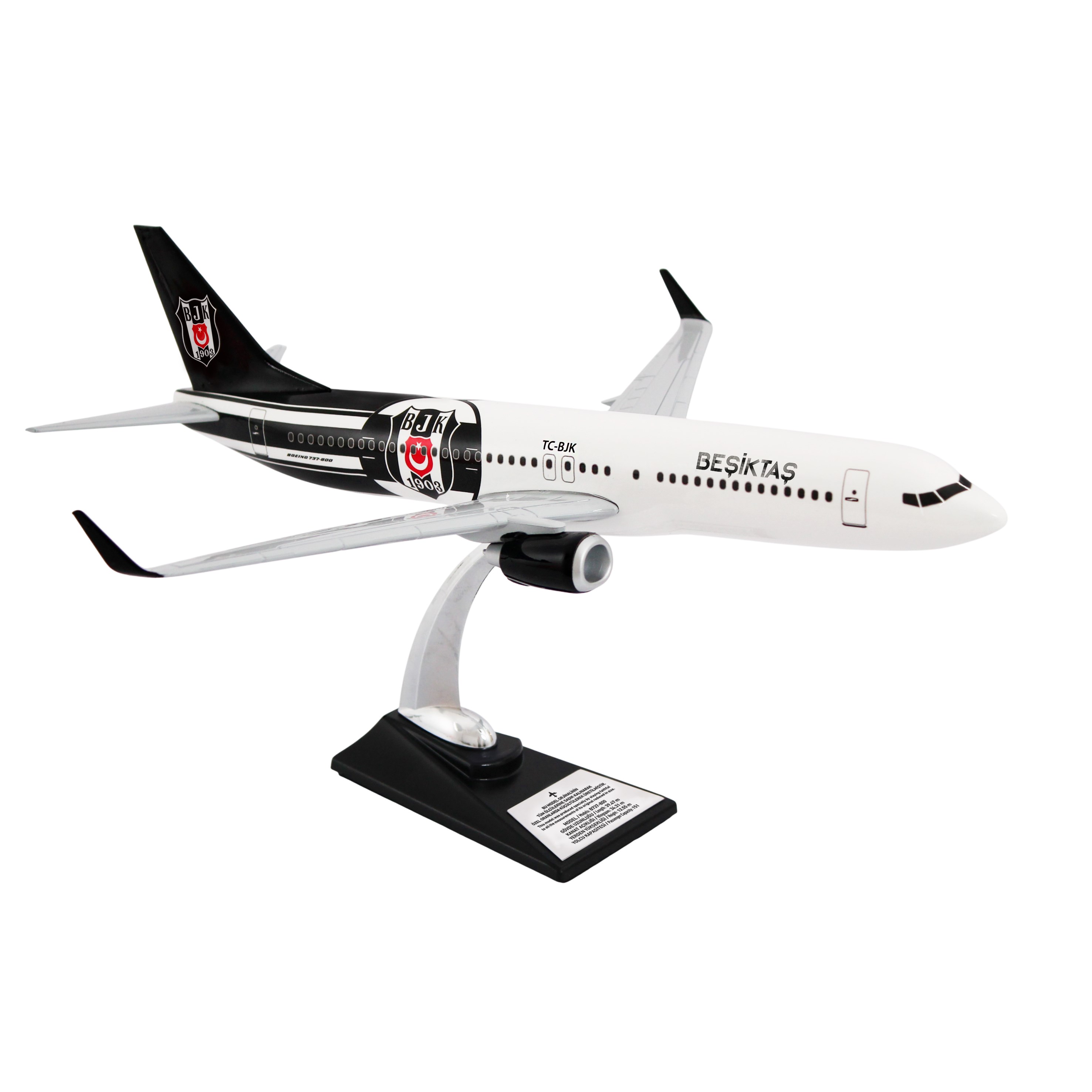 Zekupp Boeing 737-800 1/100 Ölçek Beşiktaş Lisanslı  Logolu Maket Uçak
