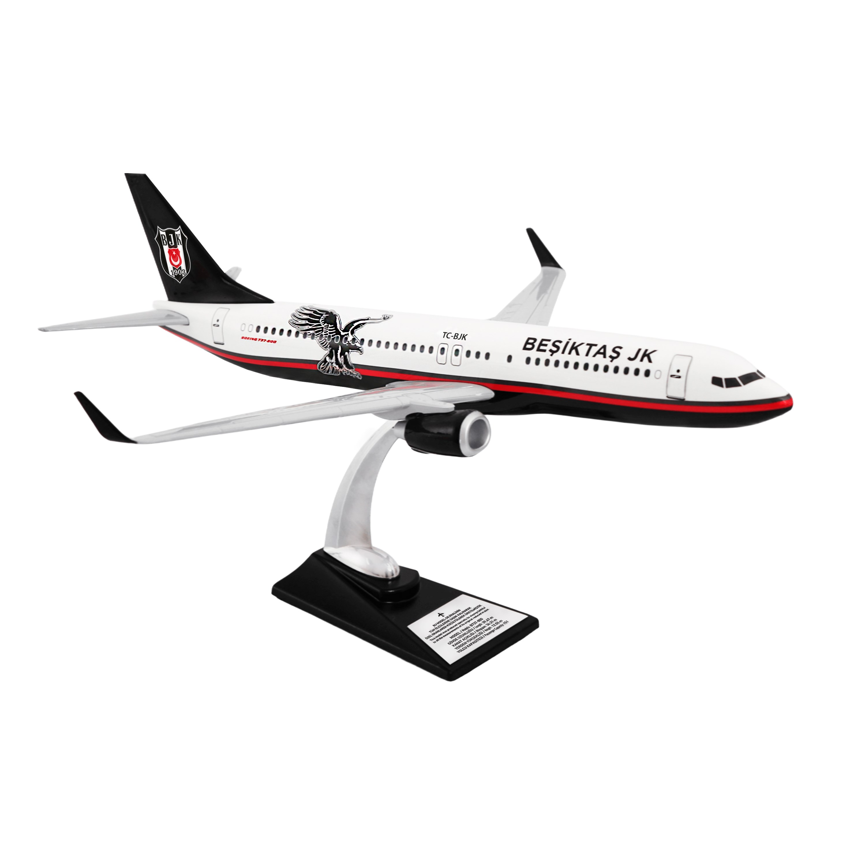 Zekupp Boeing 737-800 1/100 Ölçek Beşiktaş Lisanslı Klasik Tasarım Nostalji Maket Uçak