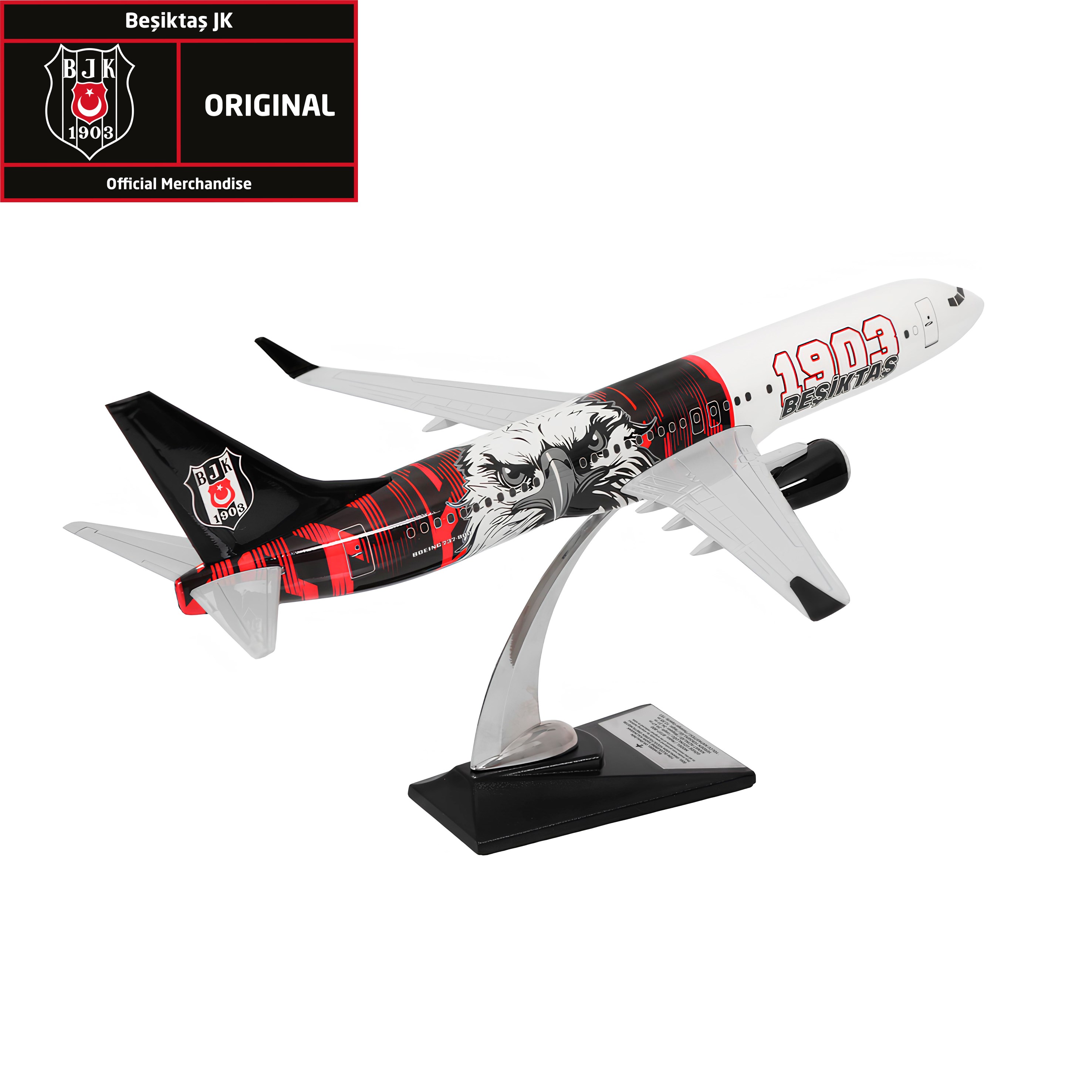 Zekupp Boeing 737-800 1/100 Ölçek Beşiktaş Lisanslı 1903 Beşiktaş Logolu Tasarım Maket Uçak