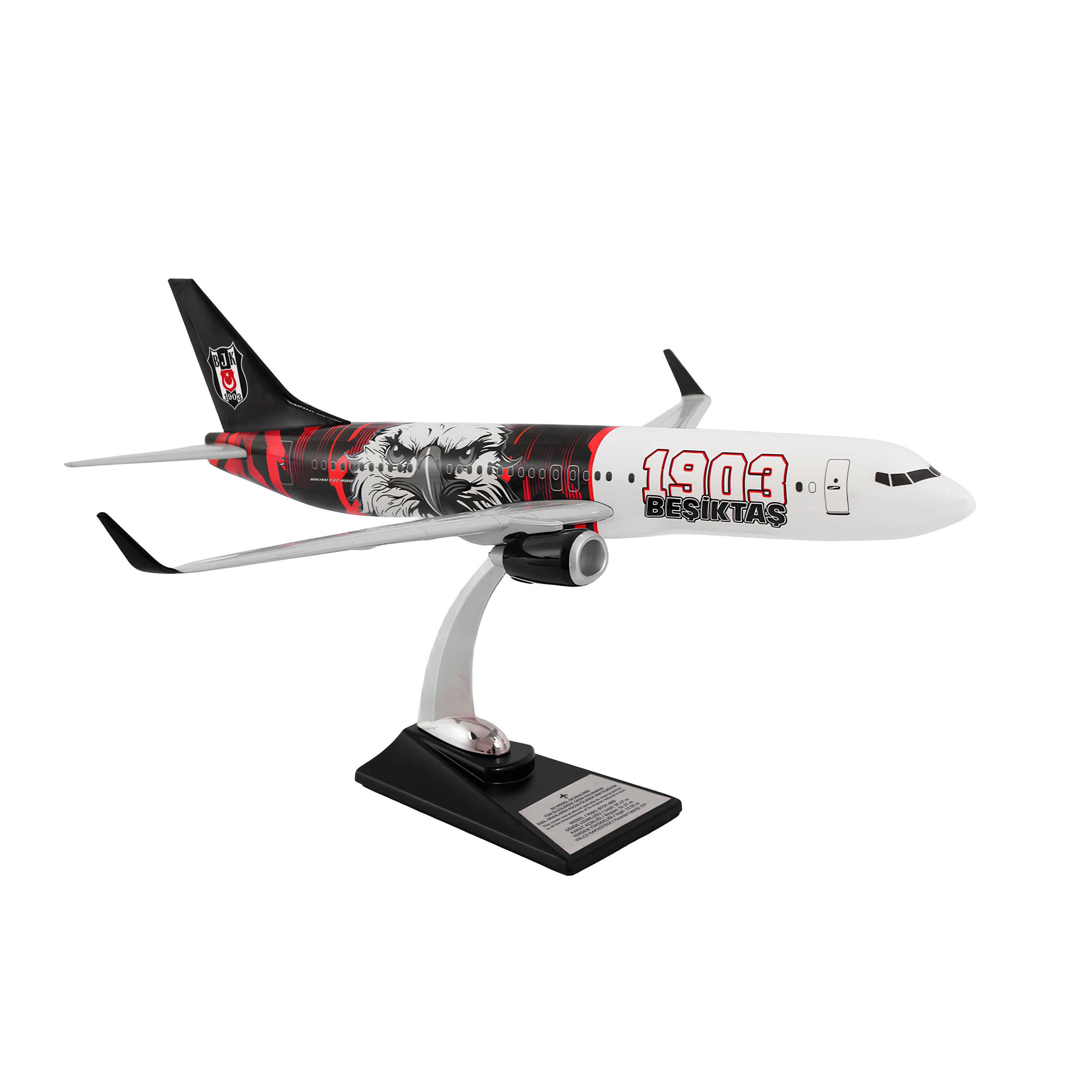 Zekupp Boeing 737-800 1/100 Ölçek Beşiktaş Lisanslı 1903 Beşiktaş Logolu Tasarım Maket Uçak