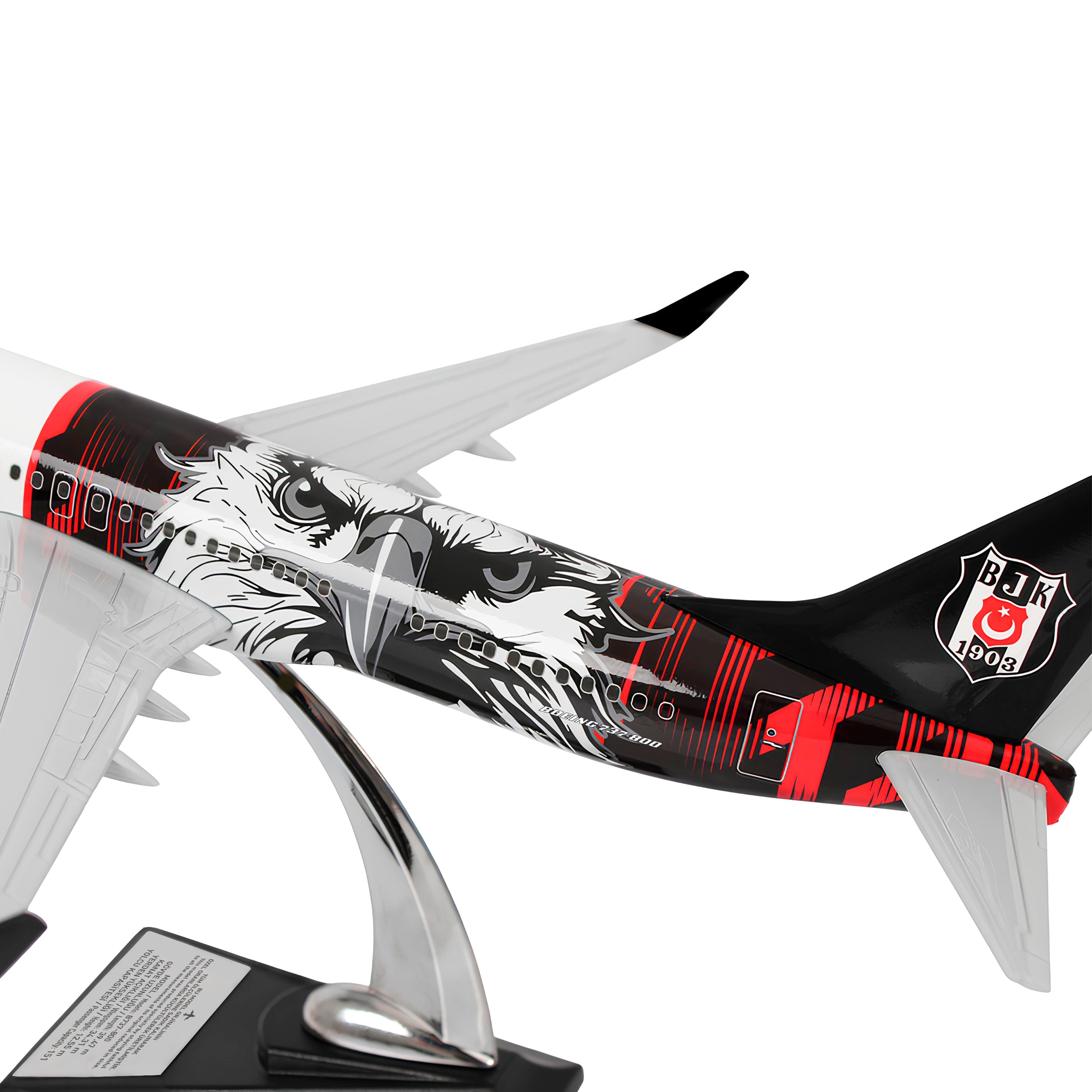 Zekupp Boeing 737-800 1/100 Ölçek Beşiktaş Lisanslı 1903 Beşiktaş Logolu Tasarım Maket Uçak