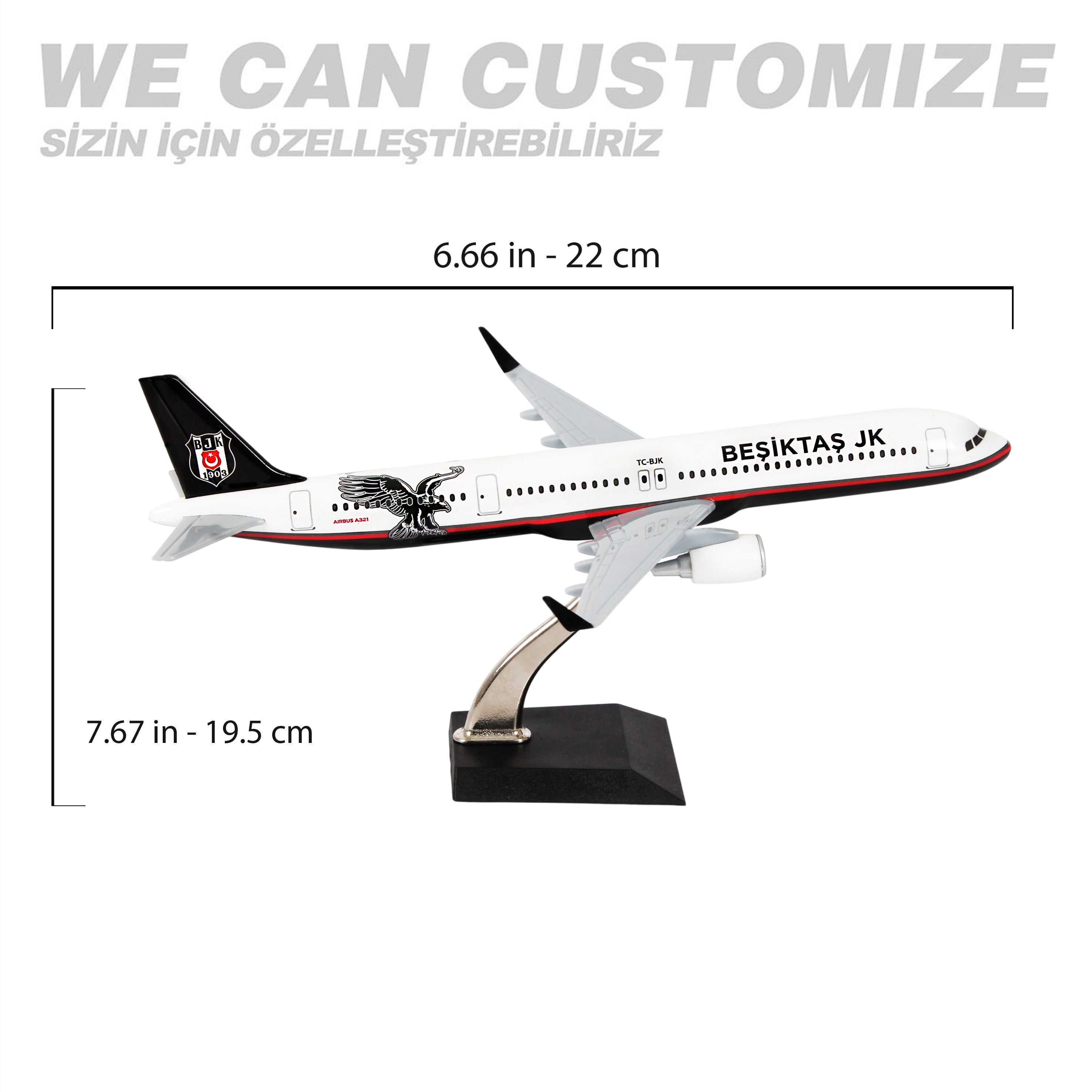 Zekupp Airbus 321 1/200 Ölçek Beşiktaş Lisanslı Klasik Tasarım Nostalji Maket Uçak