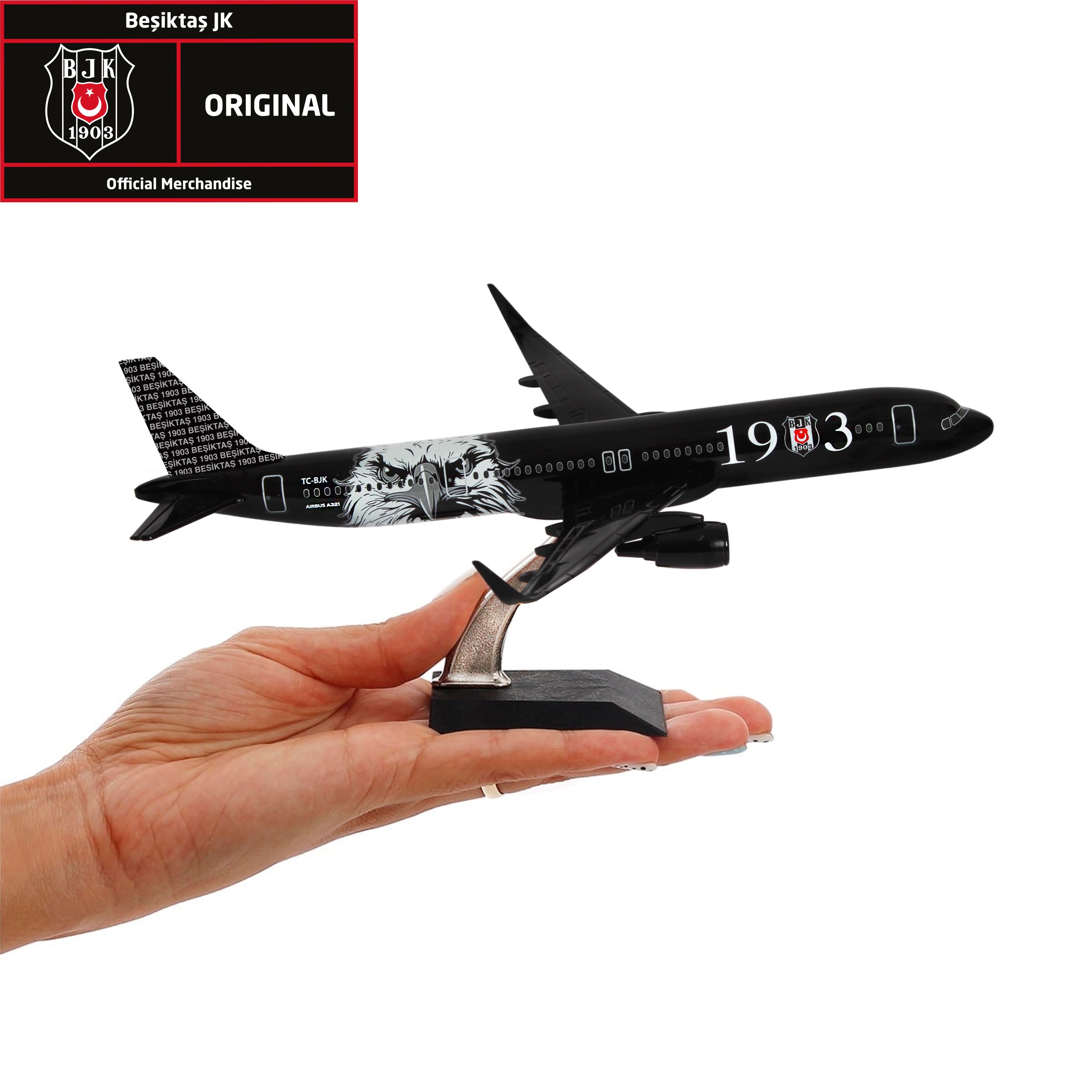 Zekupp Airbus 321 1/200 Ölçek Beşiktaş Lisanslı Kara Kartal Tasarım Maket Uçak