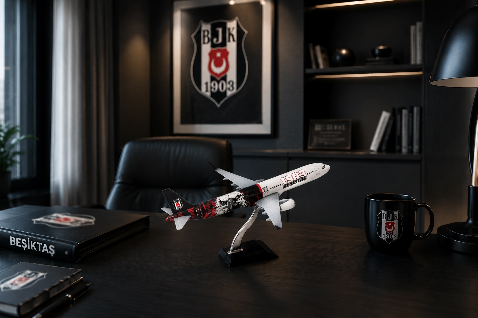 Zekupp Airbus 321 1/200 Ölçek Beşiktaş Lisanslı 1903 Beşiktaş Logolu Tasarım Maket Uçak