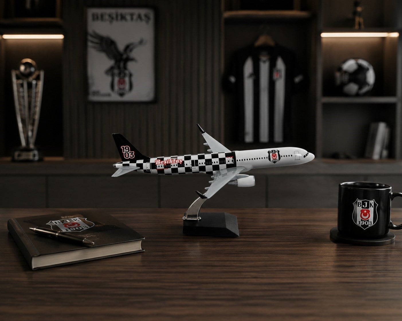 Zekupp Airbus 321 1/200 Ölçek Beşiktaş Lisanslı Damalı Tasarım Maket Uçak