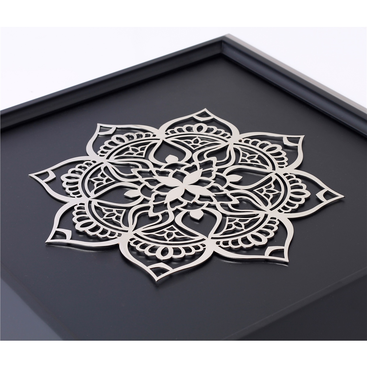 Zekupp Çiçek Temalı Ahşap Tablo, Duvar Dekorasyonu El Yapımı Tablo Hediyesi, Gümüş Renkte Ahşap Çerçeve Ev Hediyesi, 3 Boyutlu Tablo