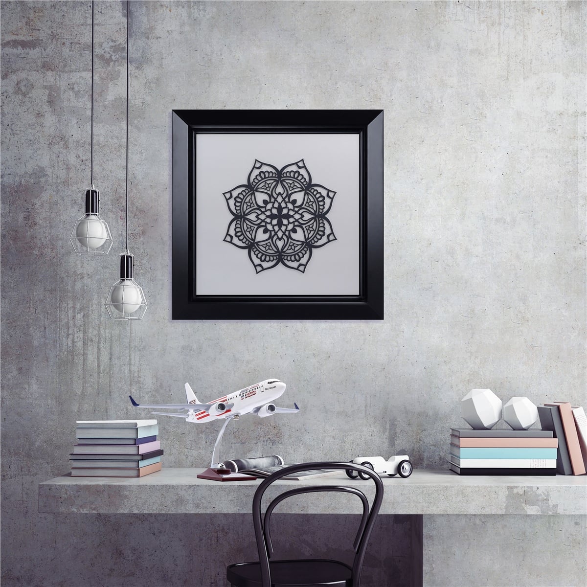 Zekupp Çiçek Temalı Ahşap Tablo, Duvar Dekorasyonu El Yapımı Tablo Hediyesi, Siyah Renkte Ahşap Çerçeve Ev Hediyesi, 3 Boyutlu Tablo