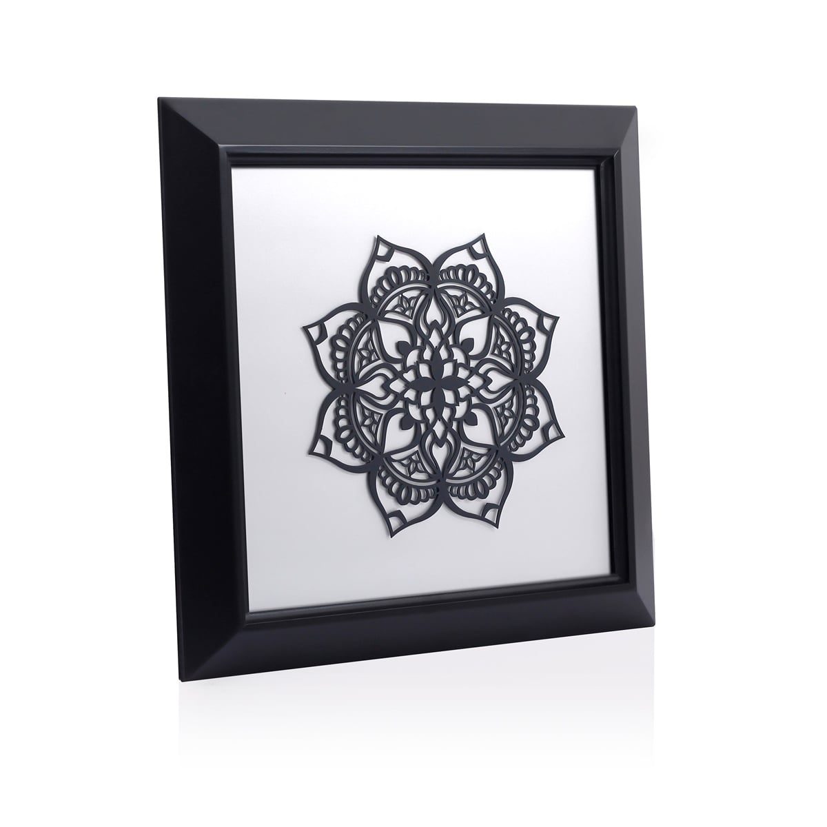 Zekupp Çiçek Temalı Ahşap Tablo, Duvar Dekorasyonu El Yapımı Tablo Hediyesi, Siyah Renkte Ahşap Çerçeve Ev Hediyesi, 3 Boyutlu Tablo