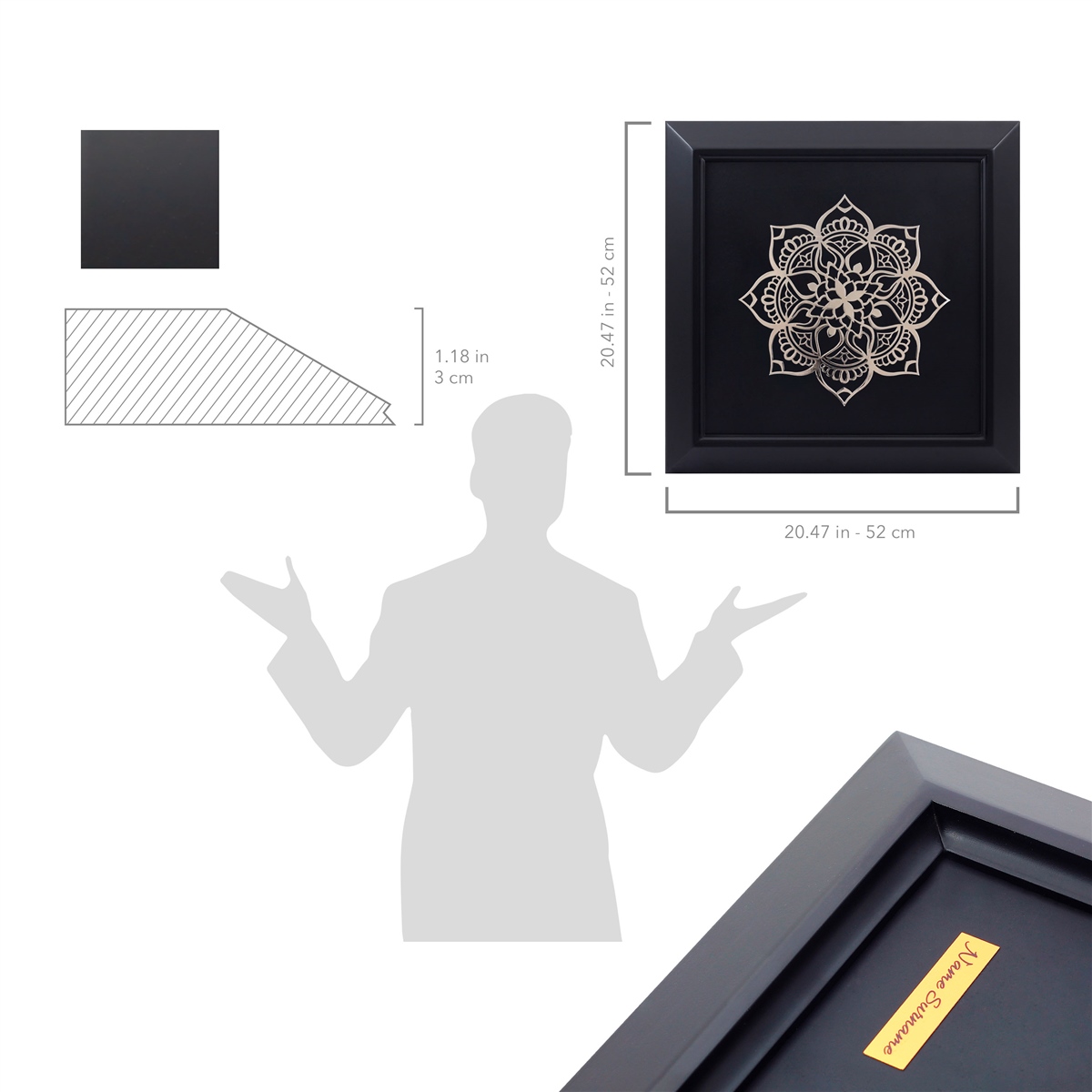 Zekupp Çiçek Temalı Ahşap Tablo, Duvar Dekorasyonu El Yapımı Tablo Hediyesi, Gümüş Renkte Ahşap Çerçeve Ev Hediyesi, 3 Boyutlu Tablo