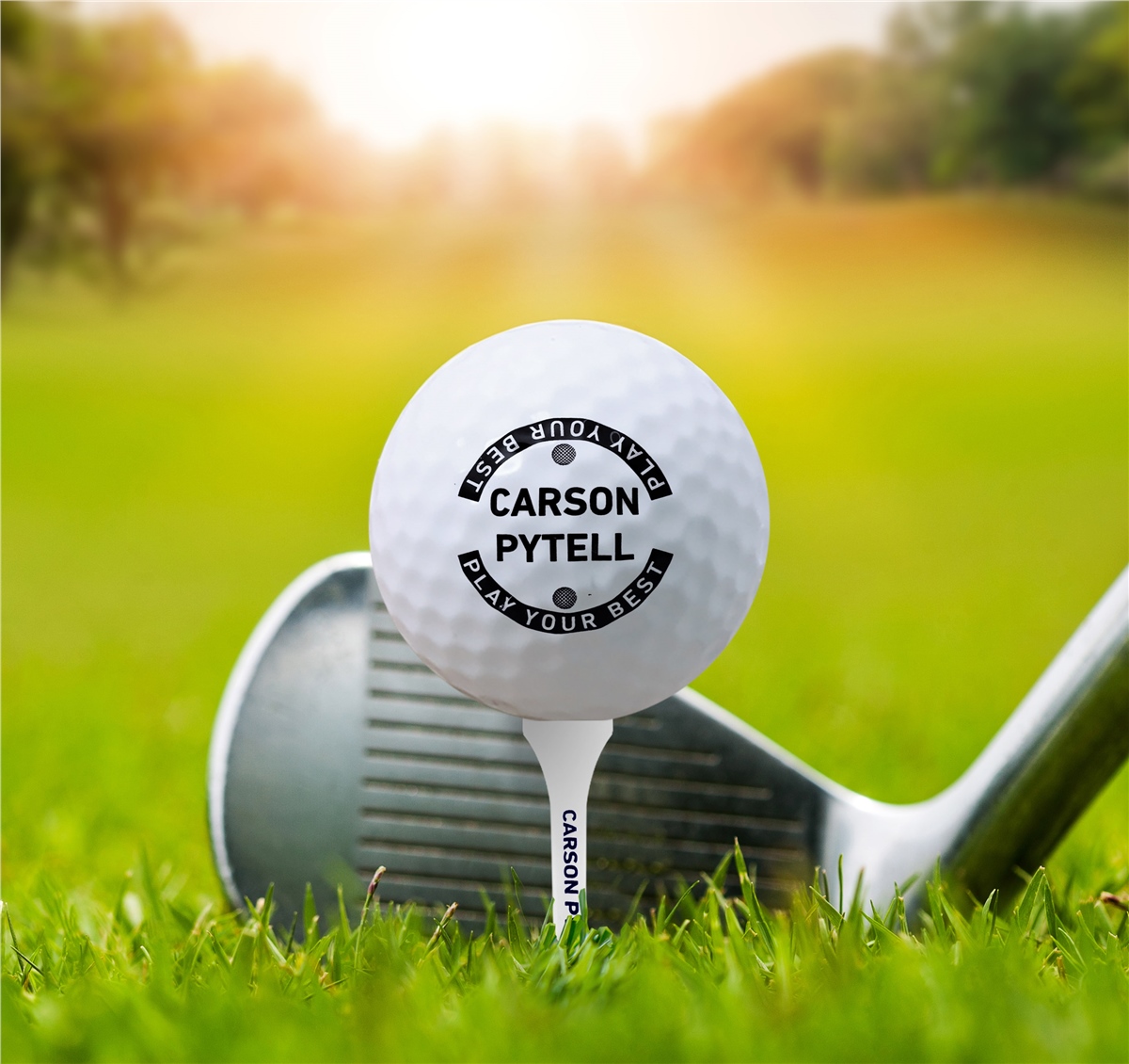 Zekupp Profesyonel 2 Top ve 50 Tee Sürgülü Ahşap Kutu Kişiye Özel Golf Seti